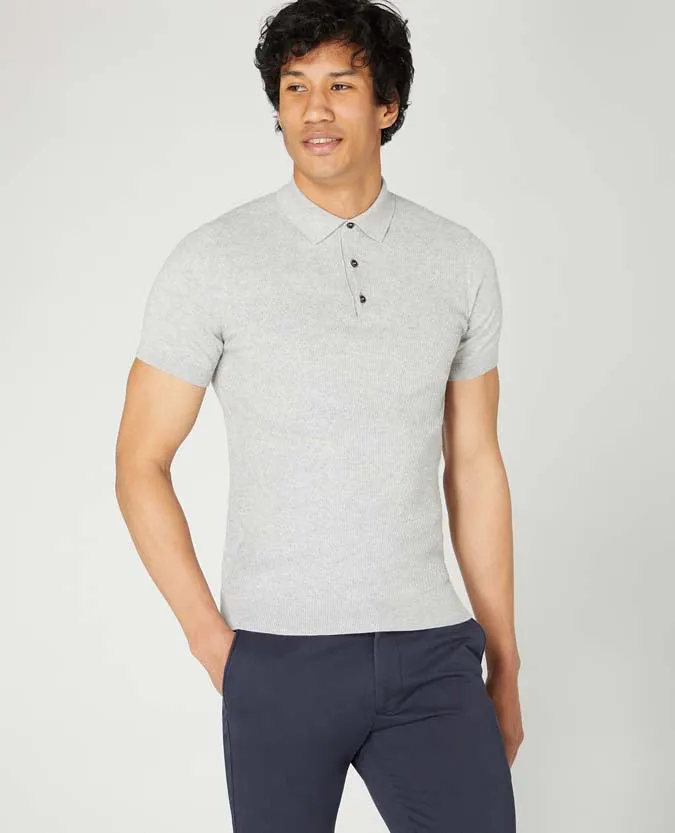 Slim Fit Knitted Cotton Short-Sleeve Polo Shirt