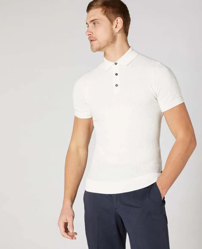 Slim Fit Knitted Cotton Short-Sleeve Polo Shirt