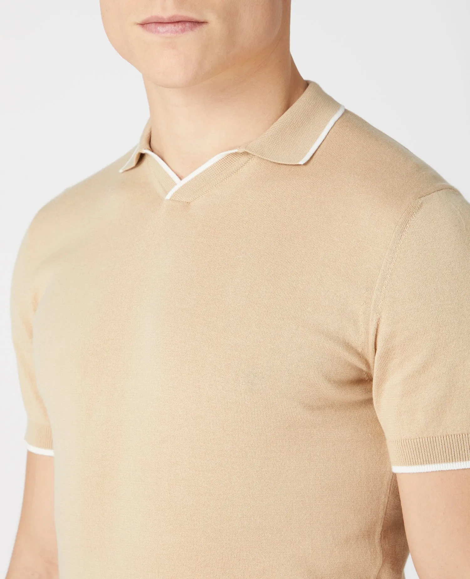 Slim Fit Knitted Cotton Short Sleeve Polo Shirt