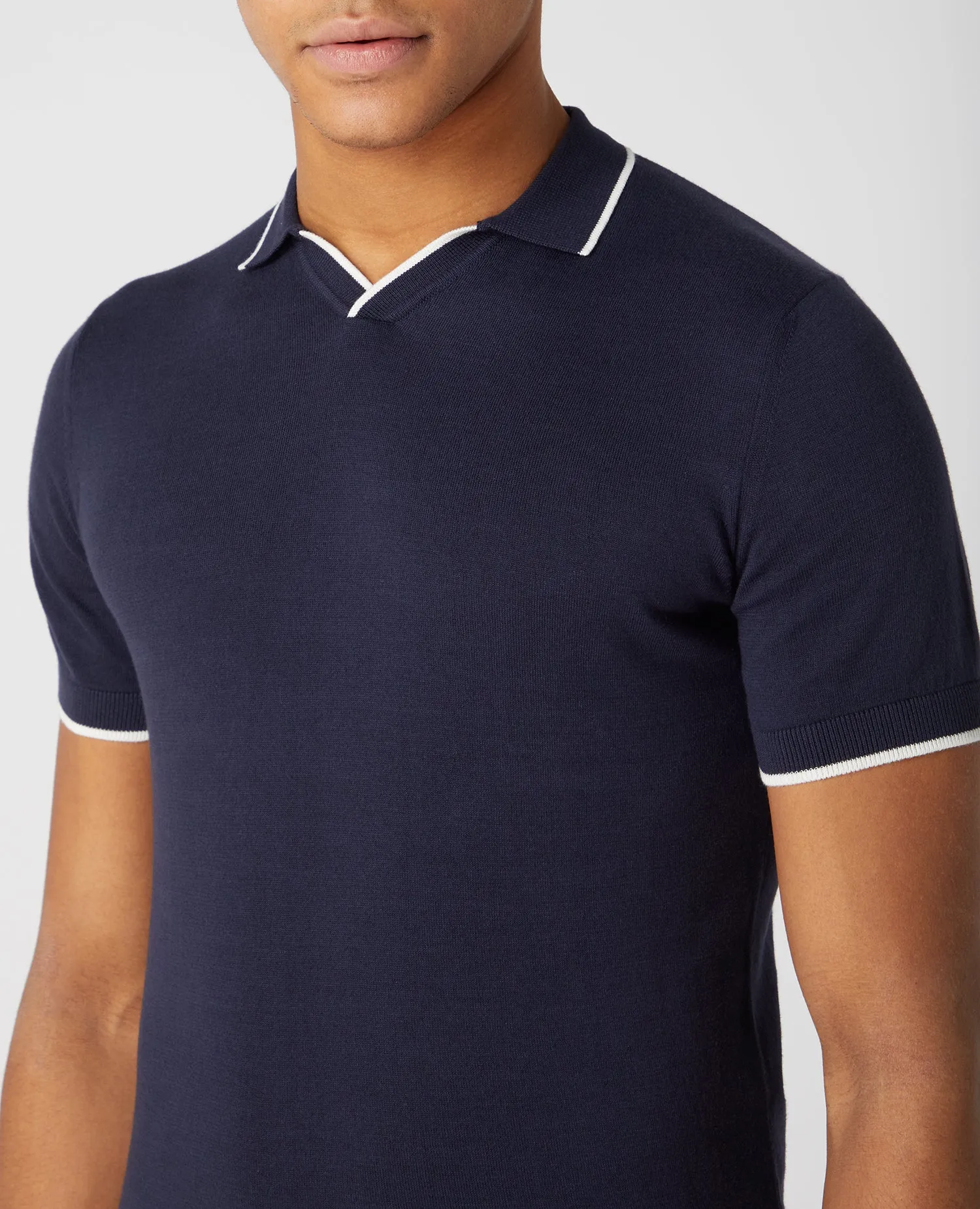 Slim Fit Knitted Cotton Short Sleeve Polo Shirt