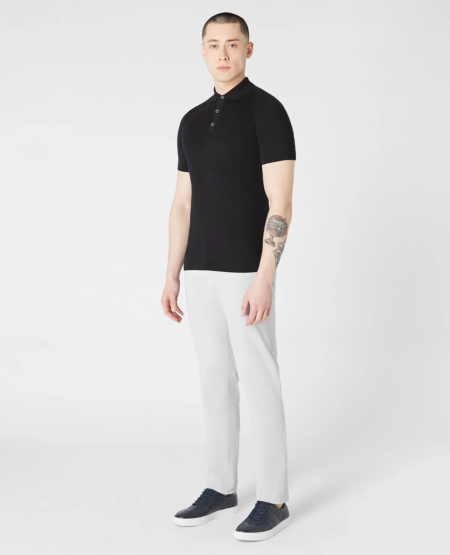 Slim Fit Knitted Cotton Short-Sleeve Polo Shirt