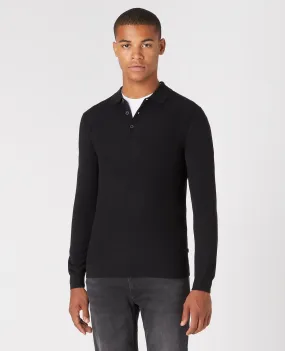 Slim Fit Merino Wool-Blend Long Sleeve Knitted Polo