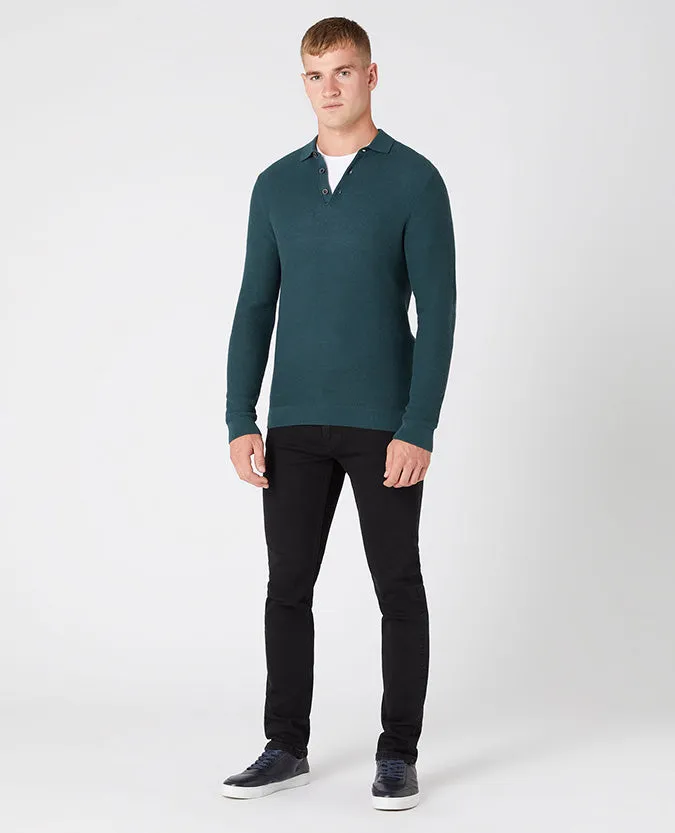 Slim Fit Merino Wool-Blend Long Sleeve Knitted Polo