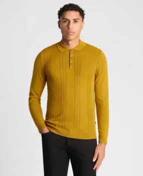 Slim Fit Merino Wool-Blend Long Sleeve Knitted Polo