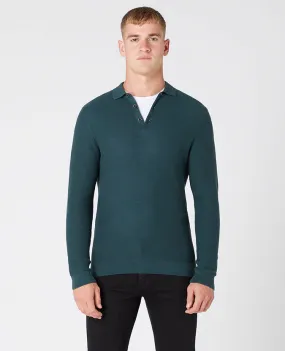 Slim Fit Merino Wool-Blend Long Sleeve Knitted Polo