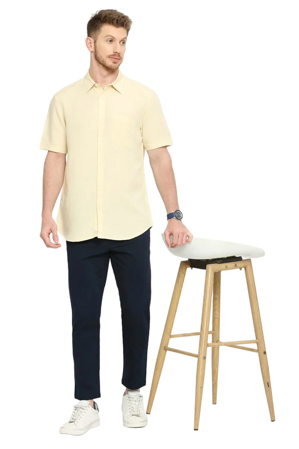 Slim Fit Viscose Linen Halfsleeves Shirt