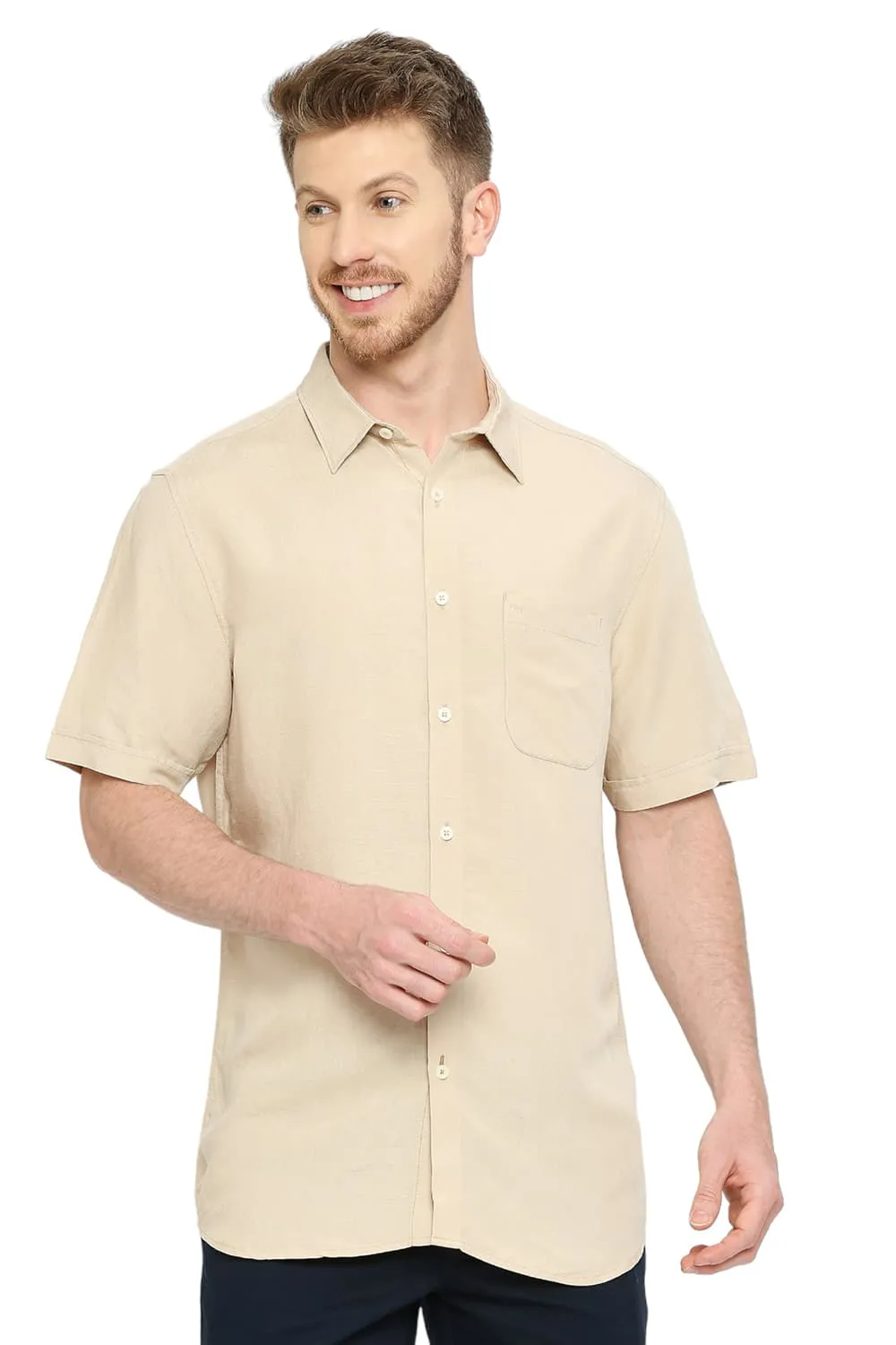 Slim Fit Viscose Linen Halfsleeves Shirt