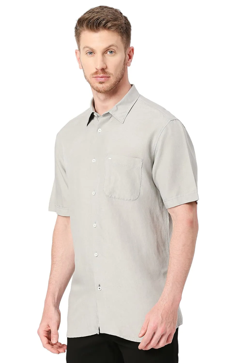 Slim Fit Viscose Linen Halfsleeves Shirt