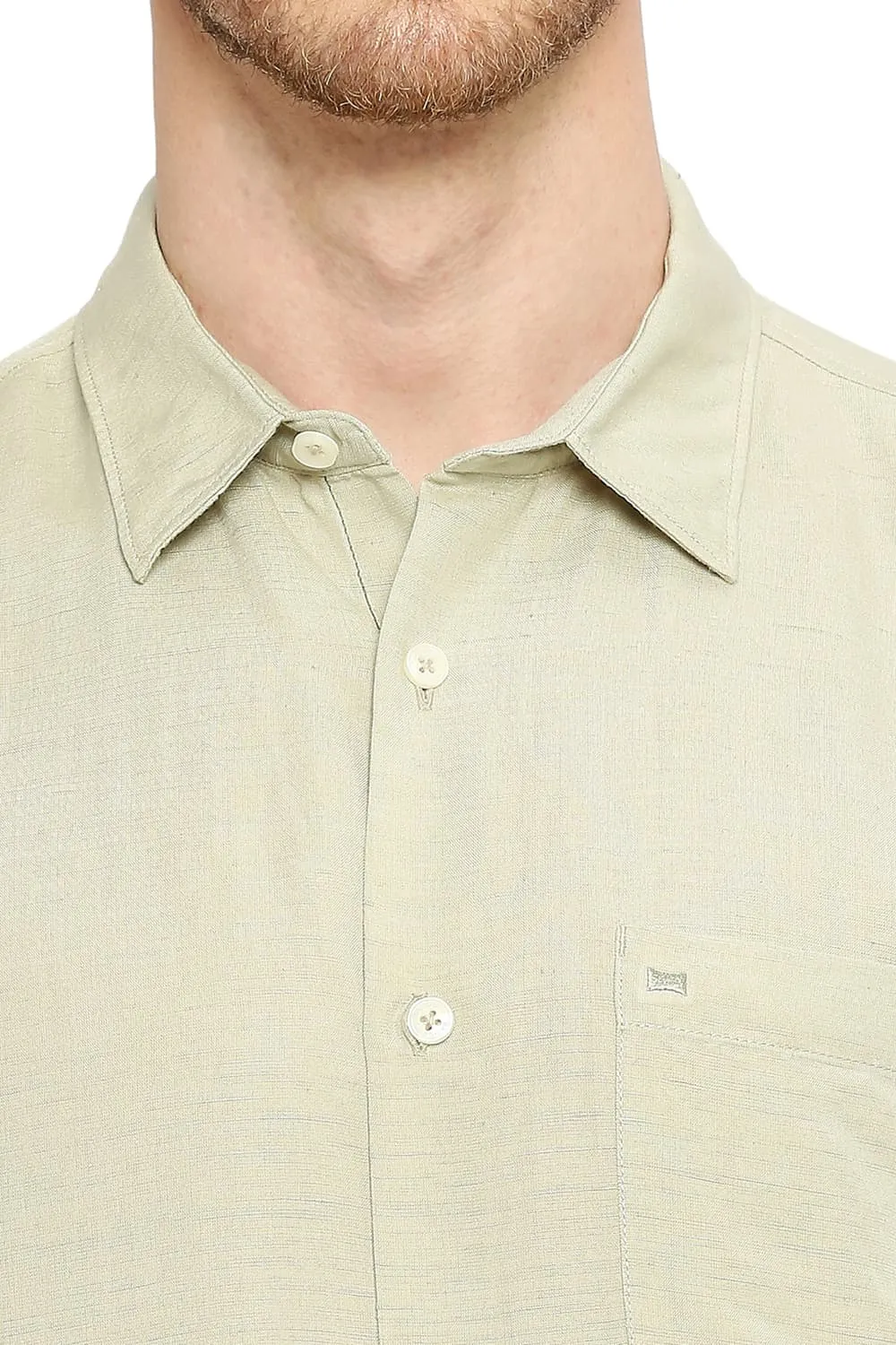 Slim Fit Viscose Linen Halfsleeves Shirt