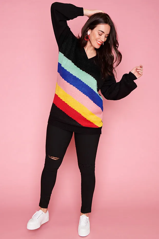 Sonic Black Rainbow Knit