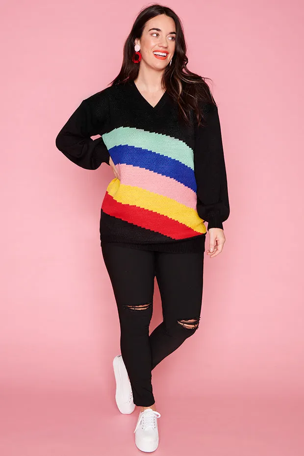 Sonic Black Rainbow Knit