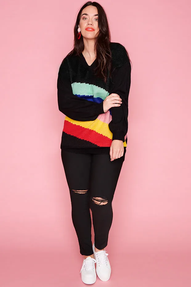 Sonic Black Rainbow Knit