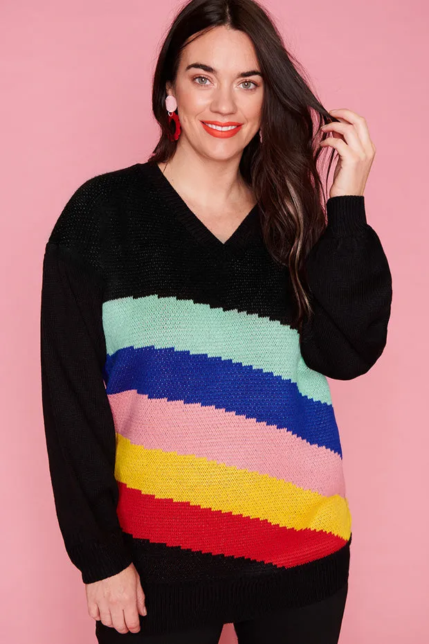 Sonic Black Rainbow Knit