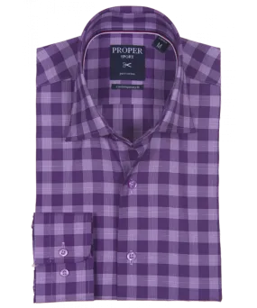 Sparkling Grape Casual Cotton Gingham Shirt