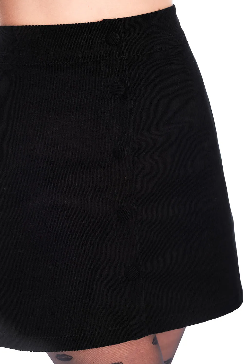 Sundown Corduroy Skirt in Black by Banned Apparel