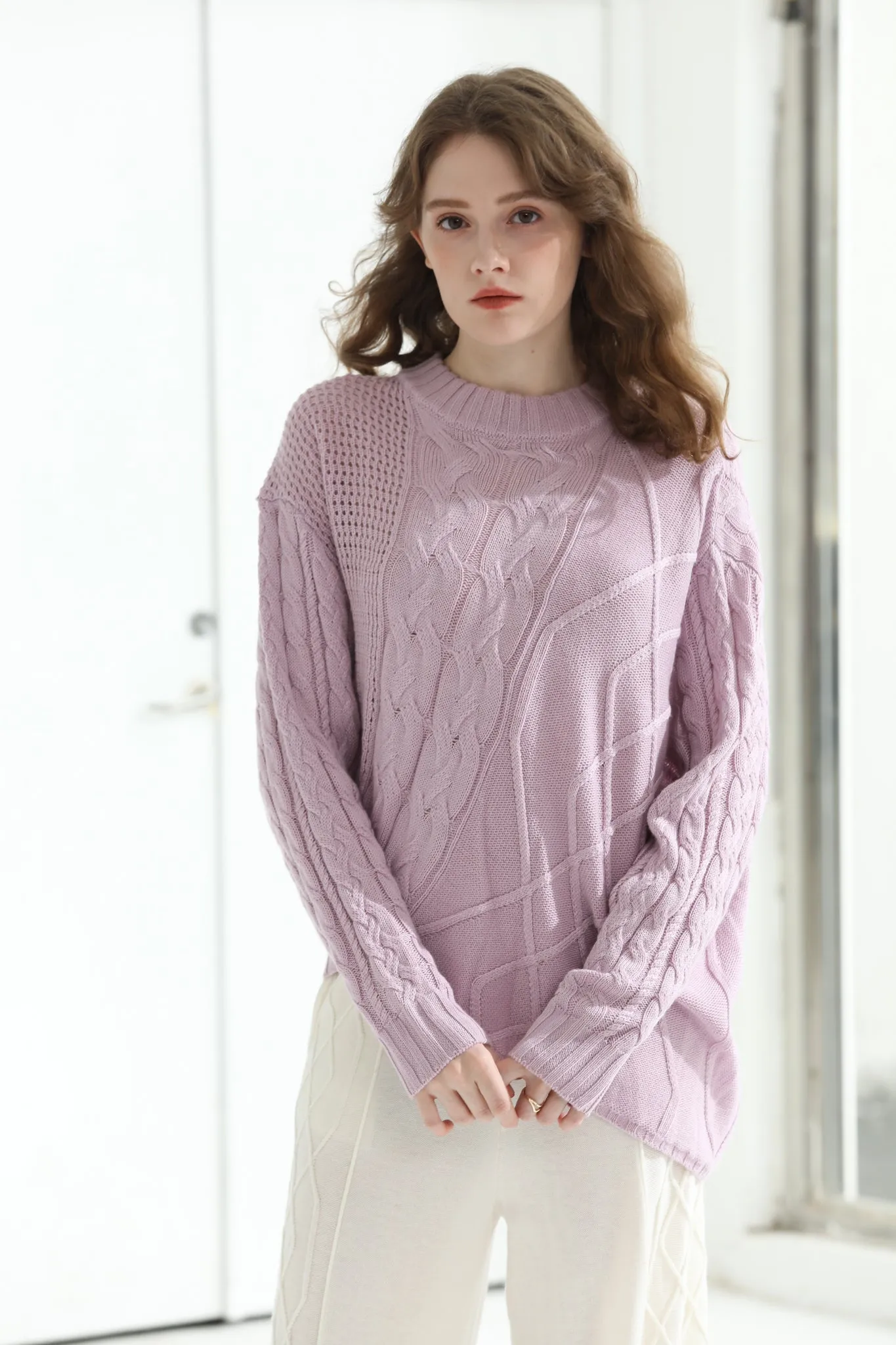 Sylphide | Babette Purple Cable Wool Sweater