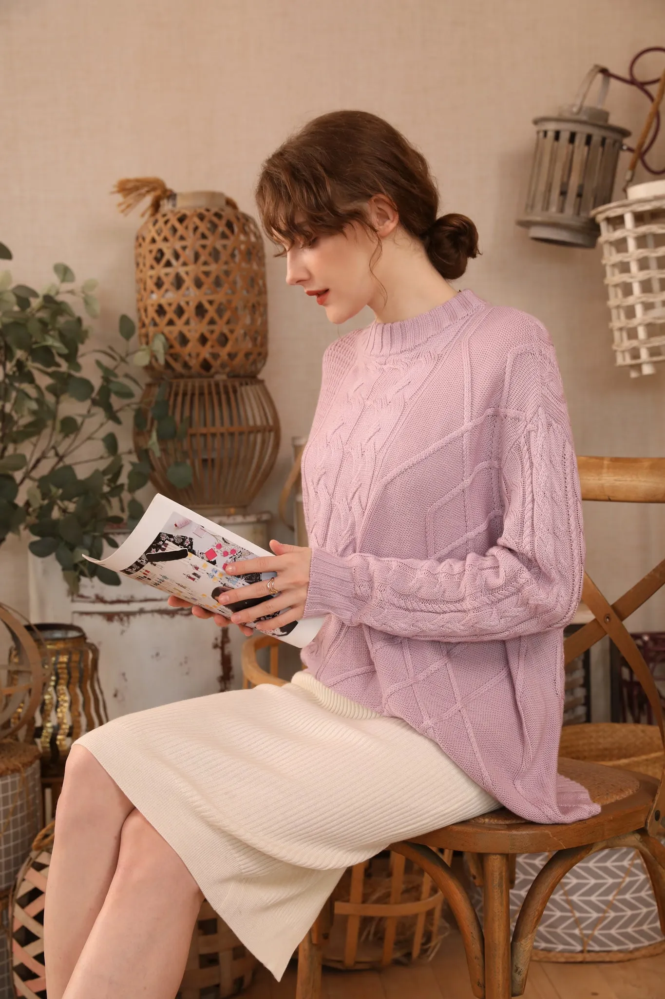 Sylphide | Babette Purple Cable Wool Sweater