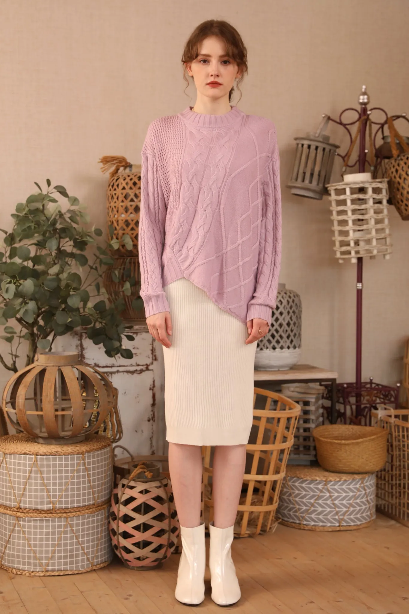 Sylphide | Babette Purple Cable Wool Sweater