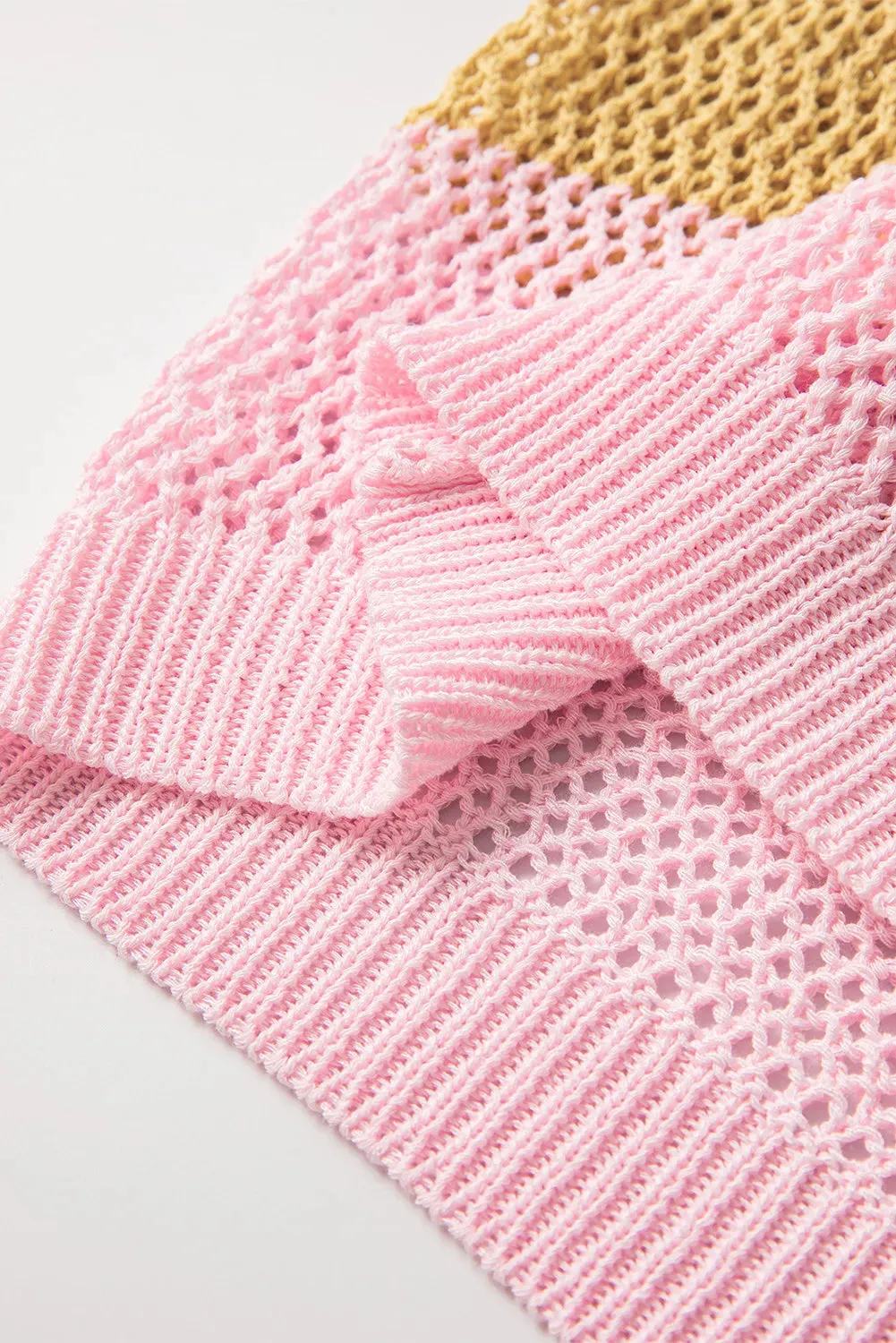 TEEK - Blush Pink Color Block Cap Sleeve Knit Top