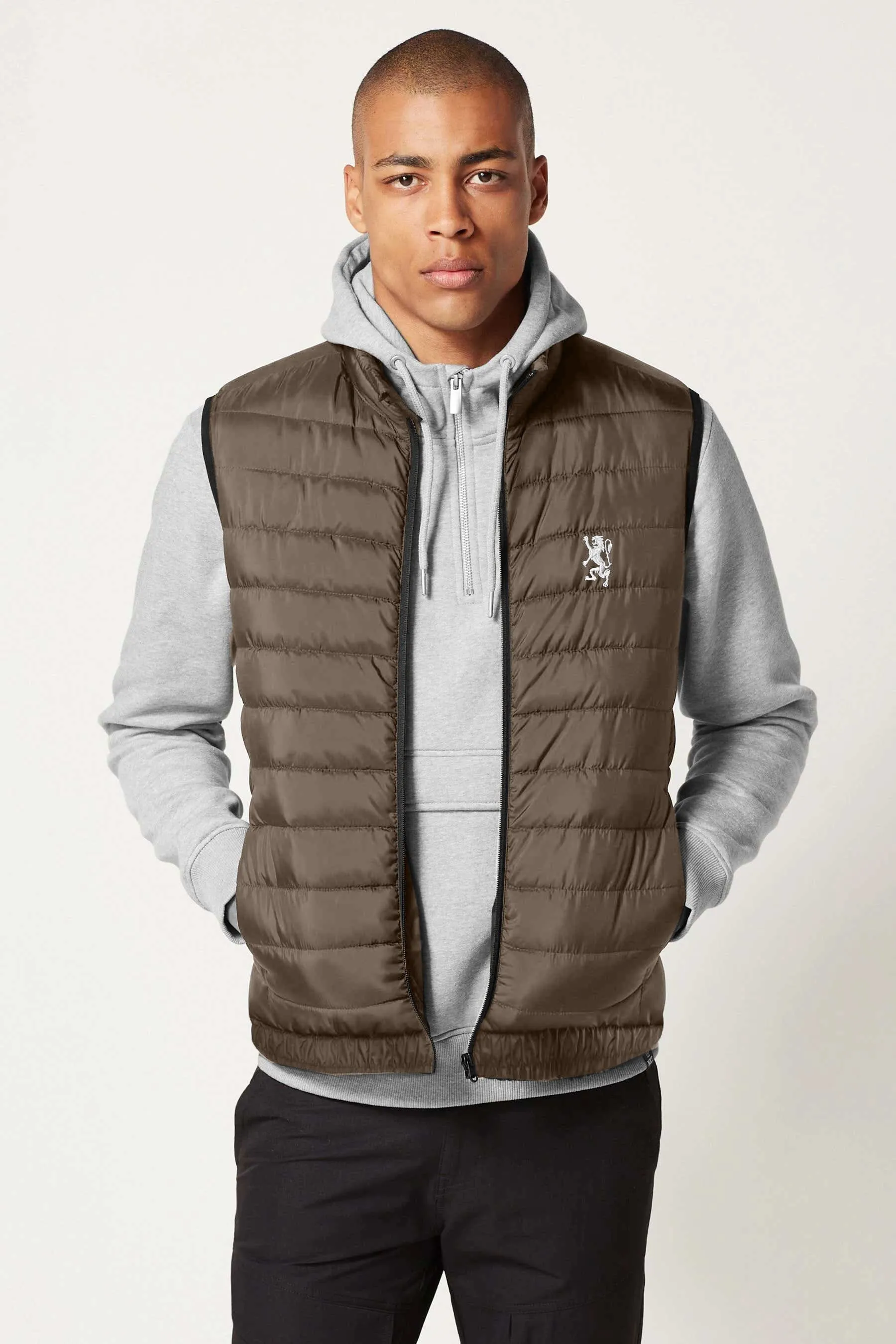 The Burnt Soul Men's Embroidered Sleeveless Puffer Gilet