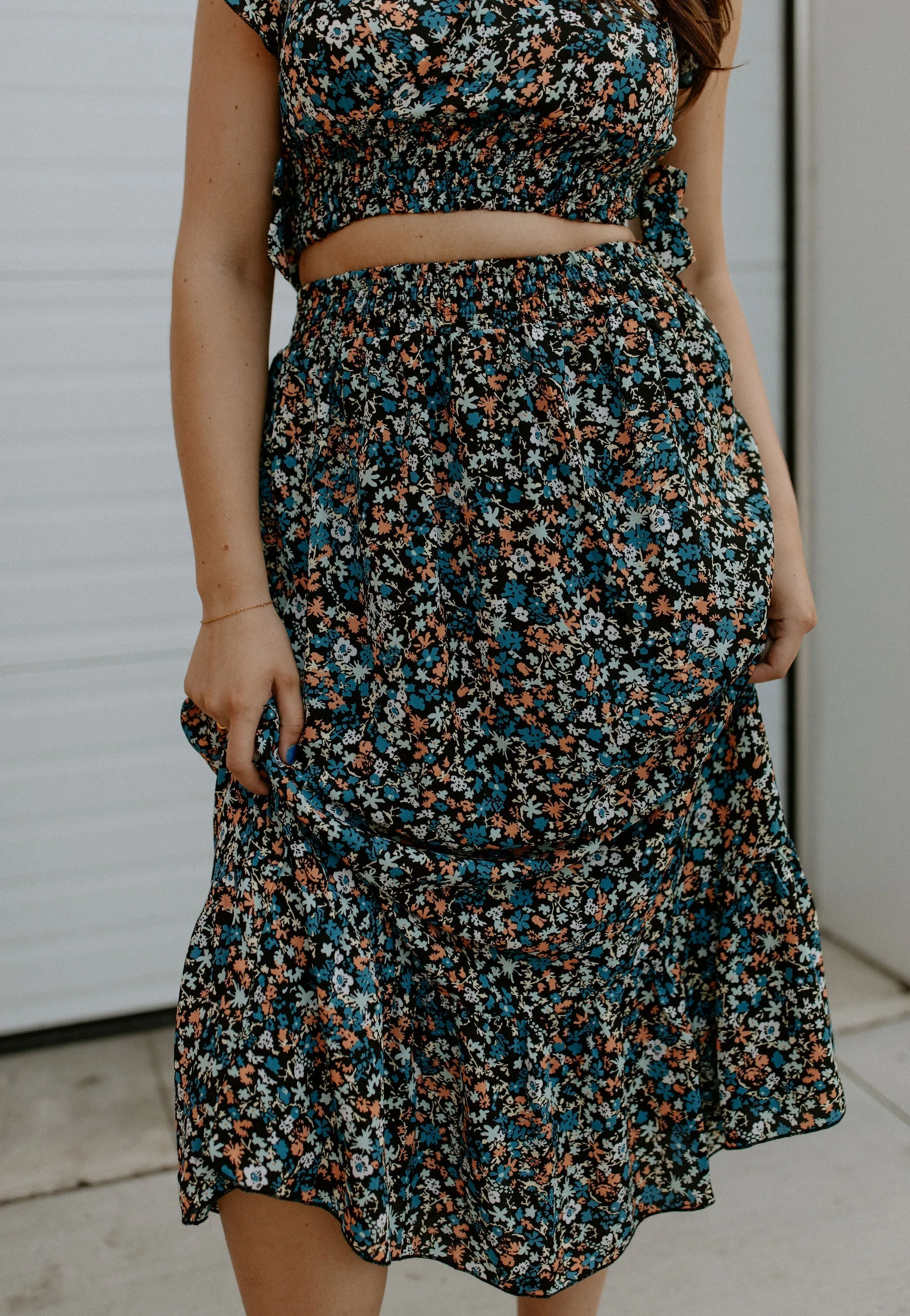 The Celeste Floral Top   Skirt (2x PIECE SET)