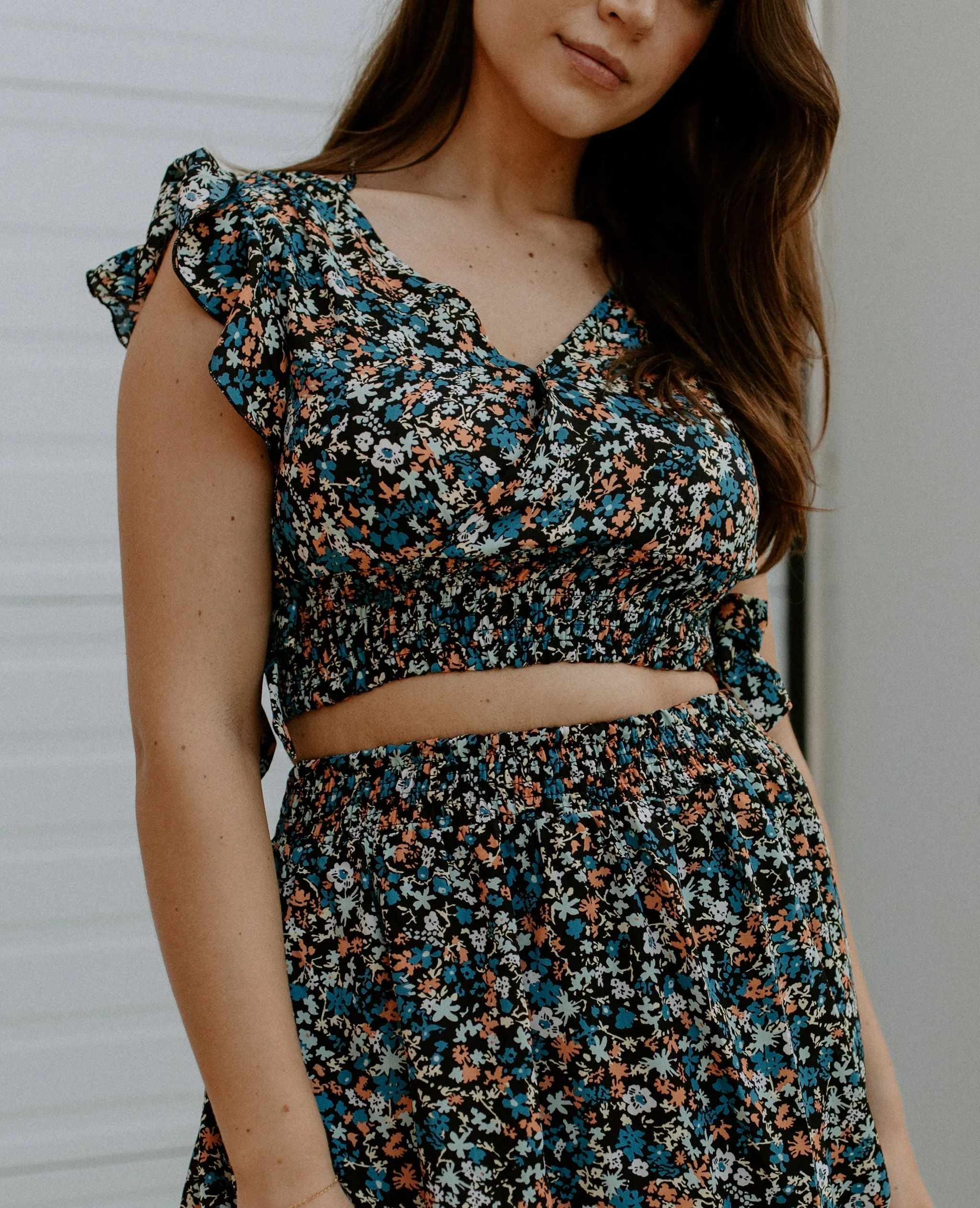 The Celeste Floral Top   Skirt (2x PIECE SET)