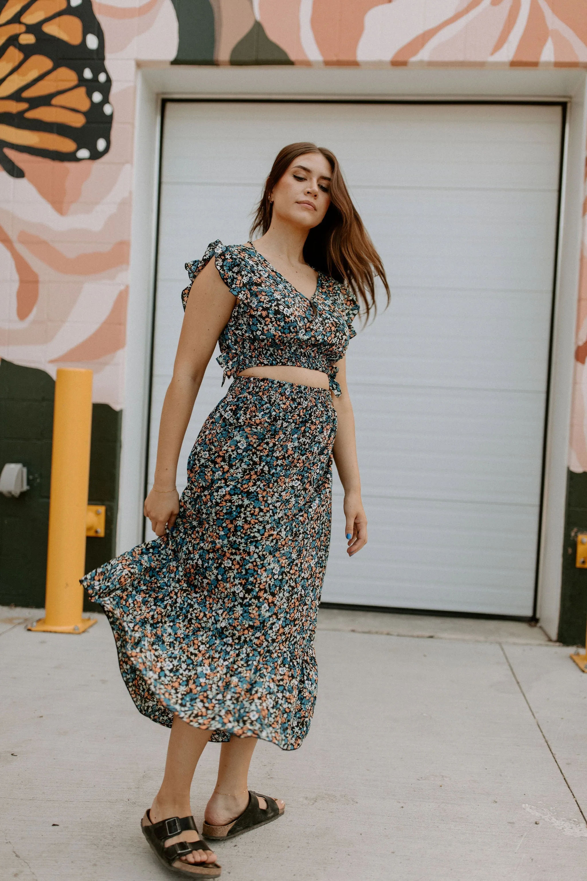 The Celeste Floral Top   Skirt (2x PIECE SET)