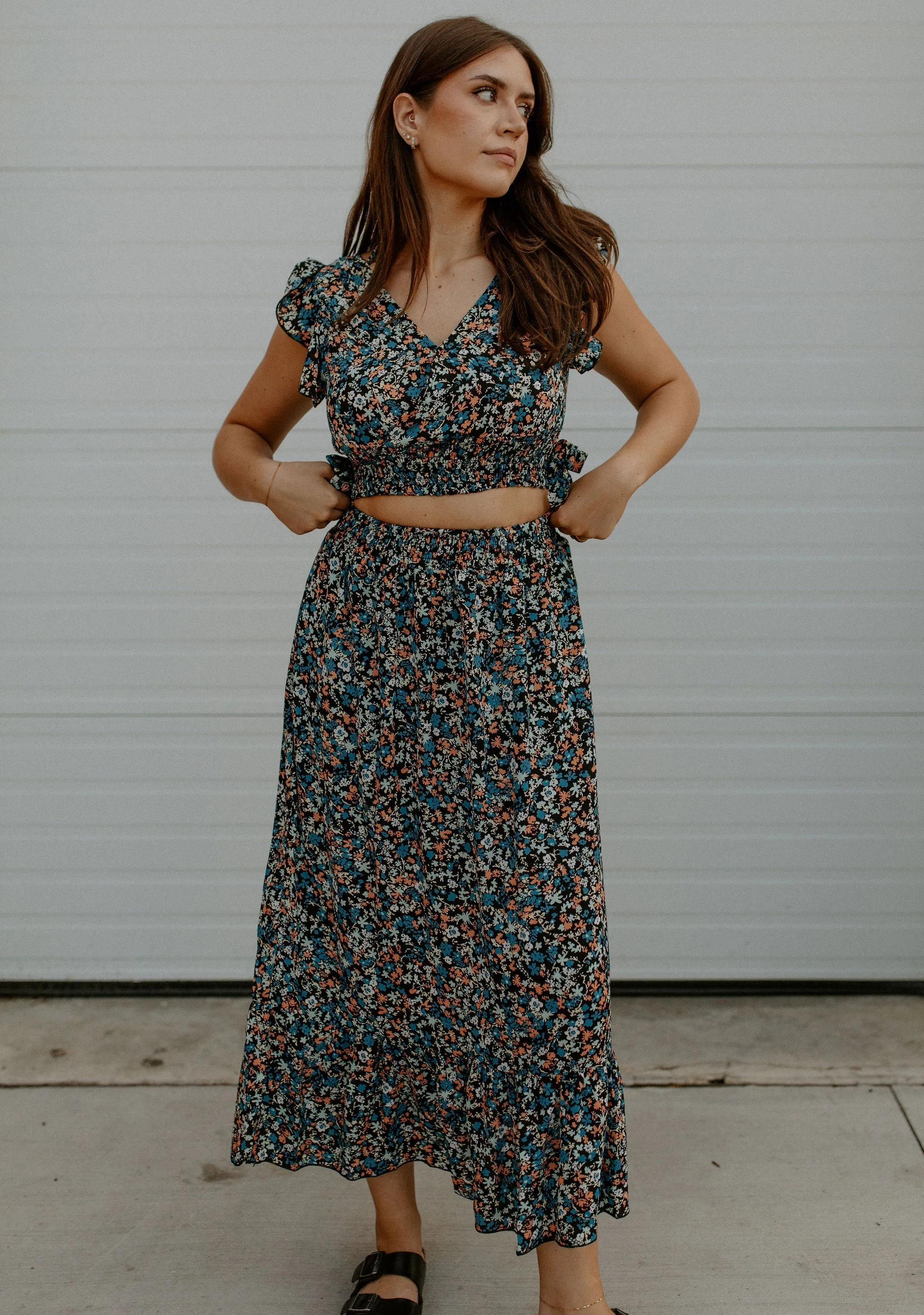 The Celeste Floral Top   Skirt (2x PIECE SET)