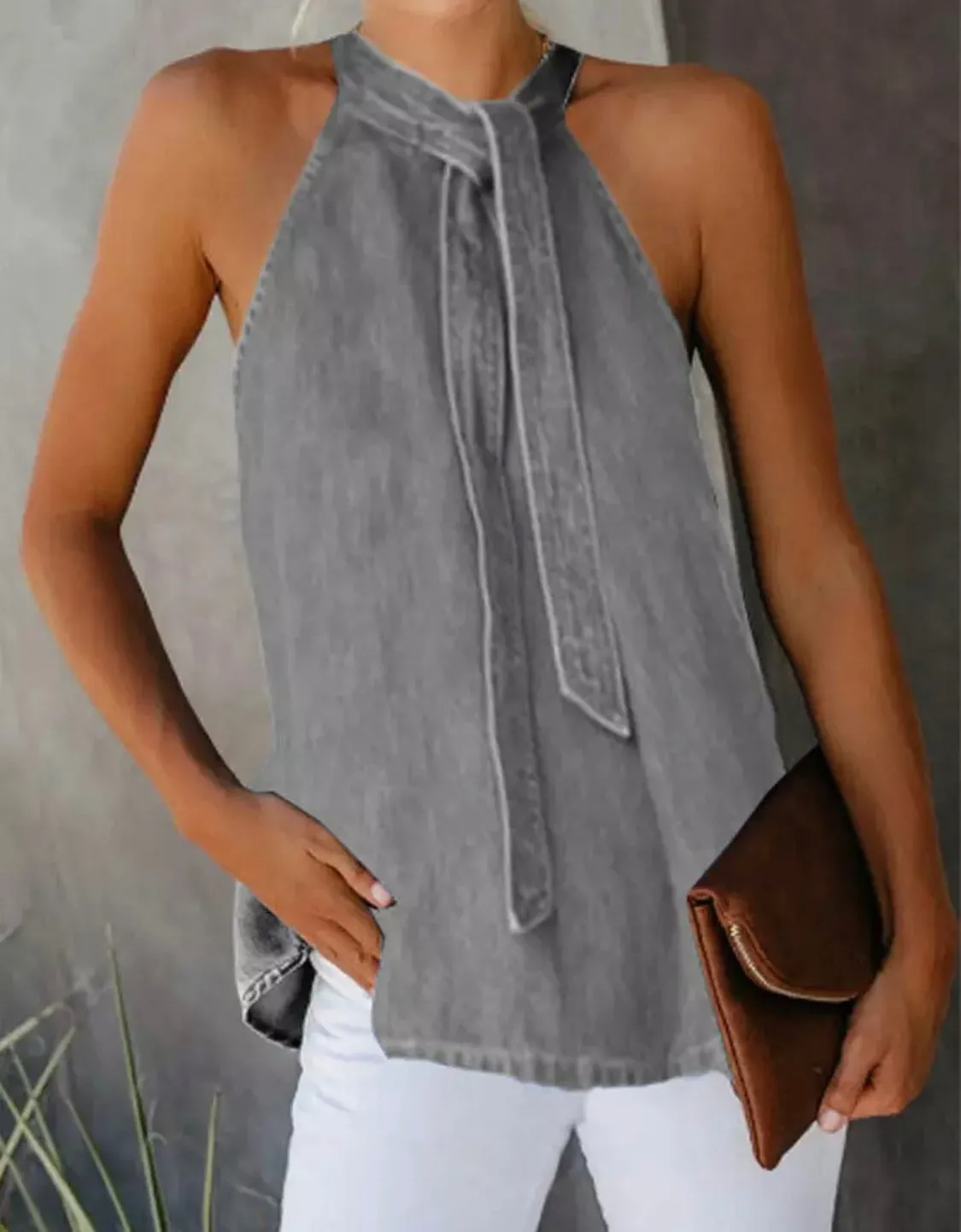 The Denim Halter Top