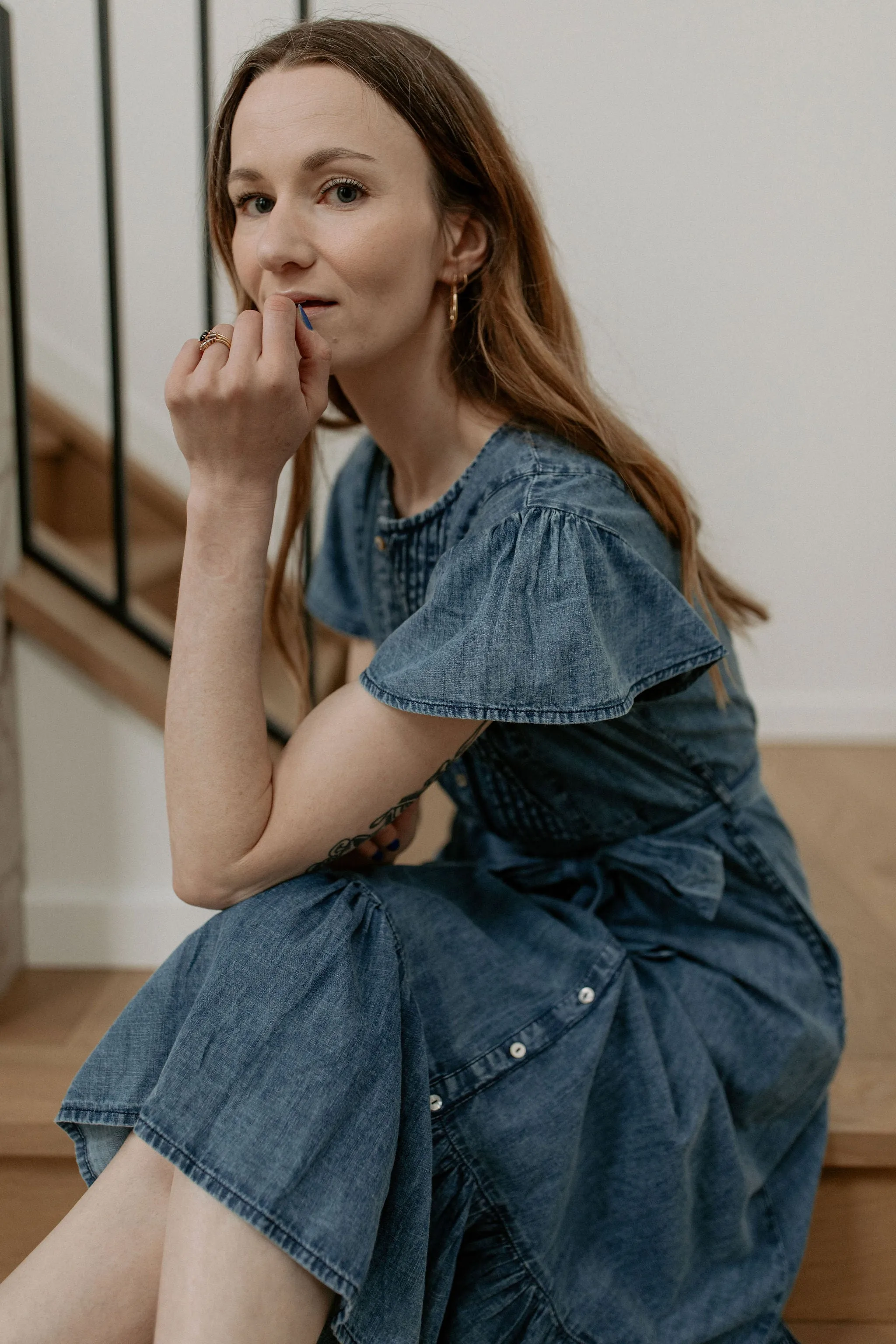 The Nolene Dress by FRNCH - Denim Blue