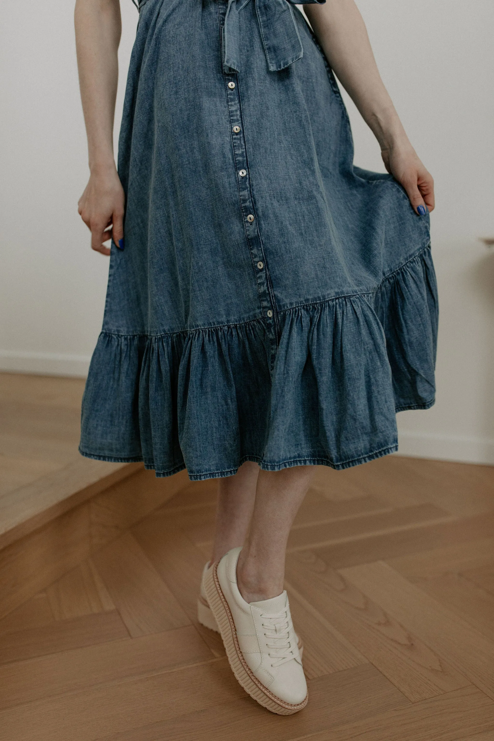 The Nolene Dress by FRNCH - Denim Blue