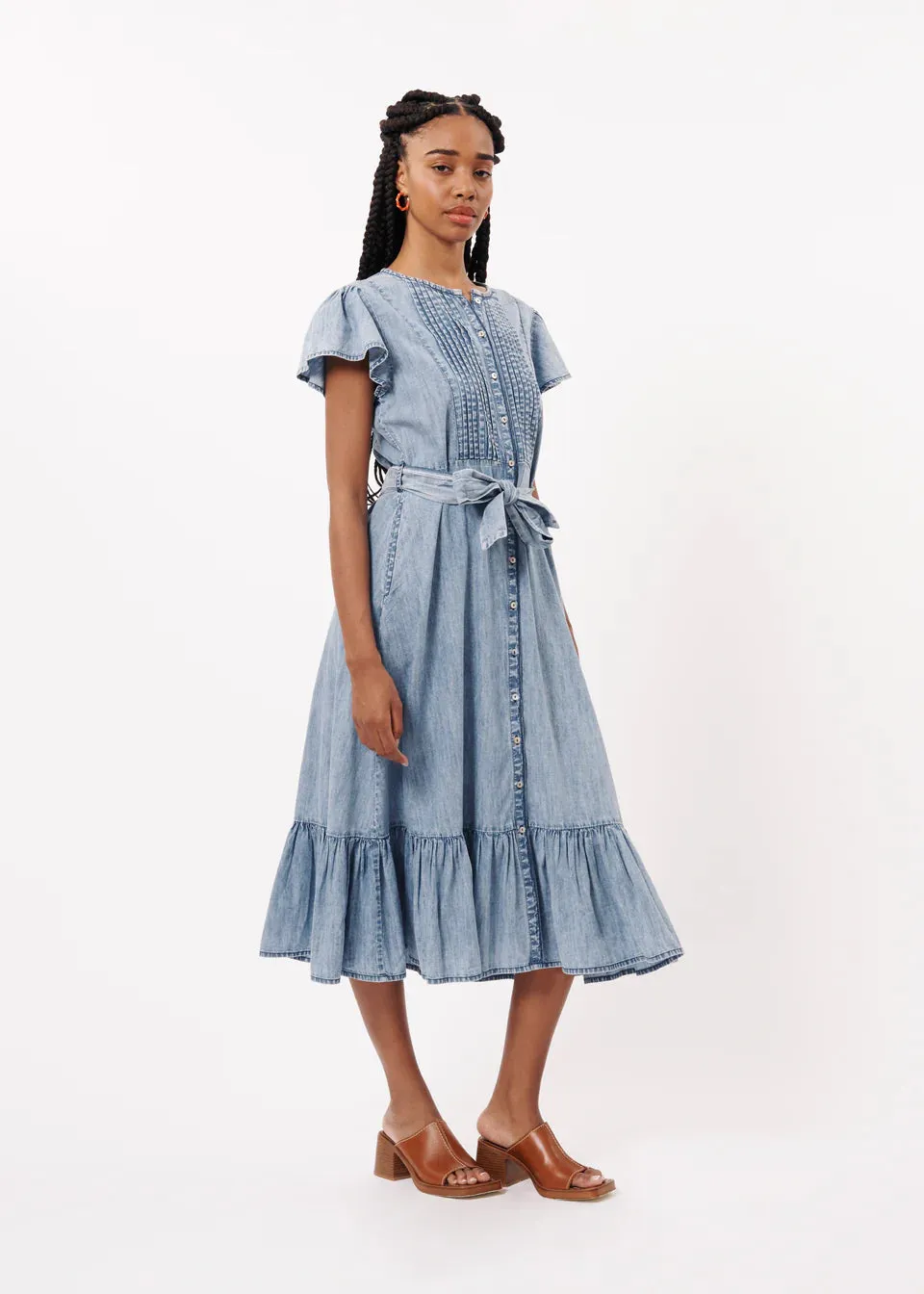 The Nolene Dress by FRNCH - Denim Blue