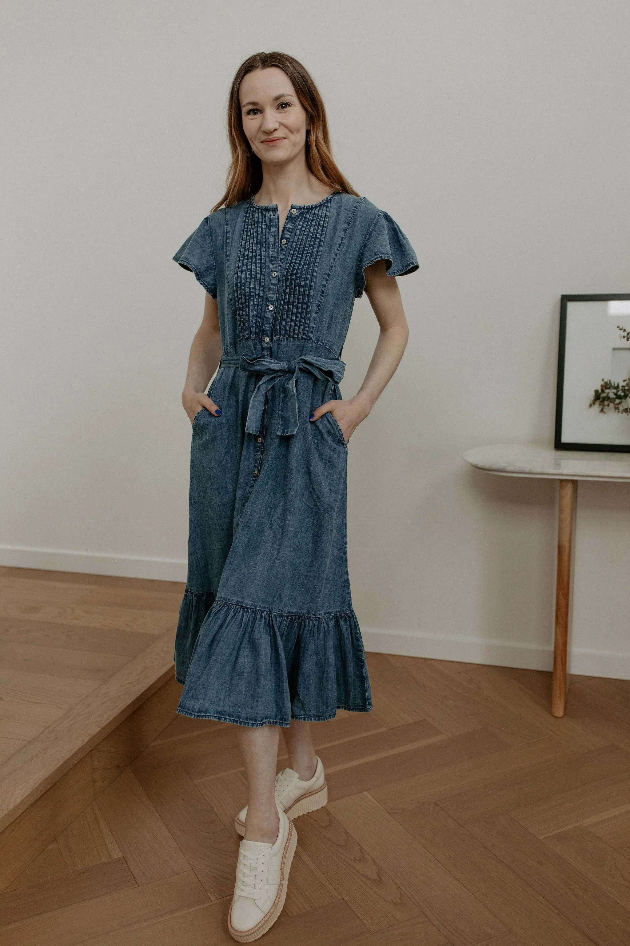 The Nolene Dress by FRNCH - Denim Blue