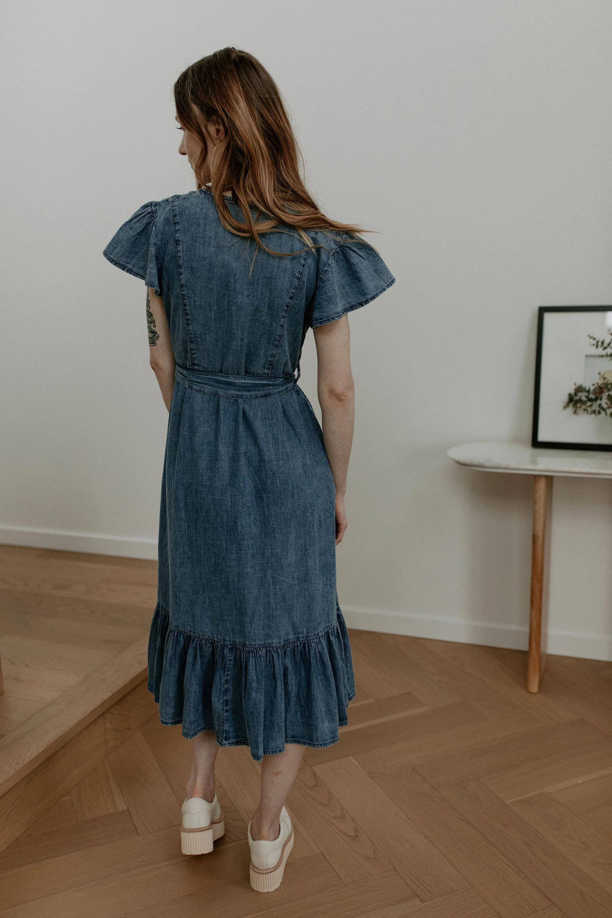 The Nolene Dress by FRNCH - Denim Blue