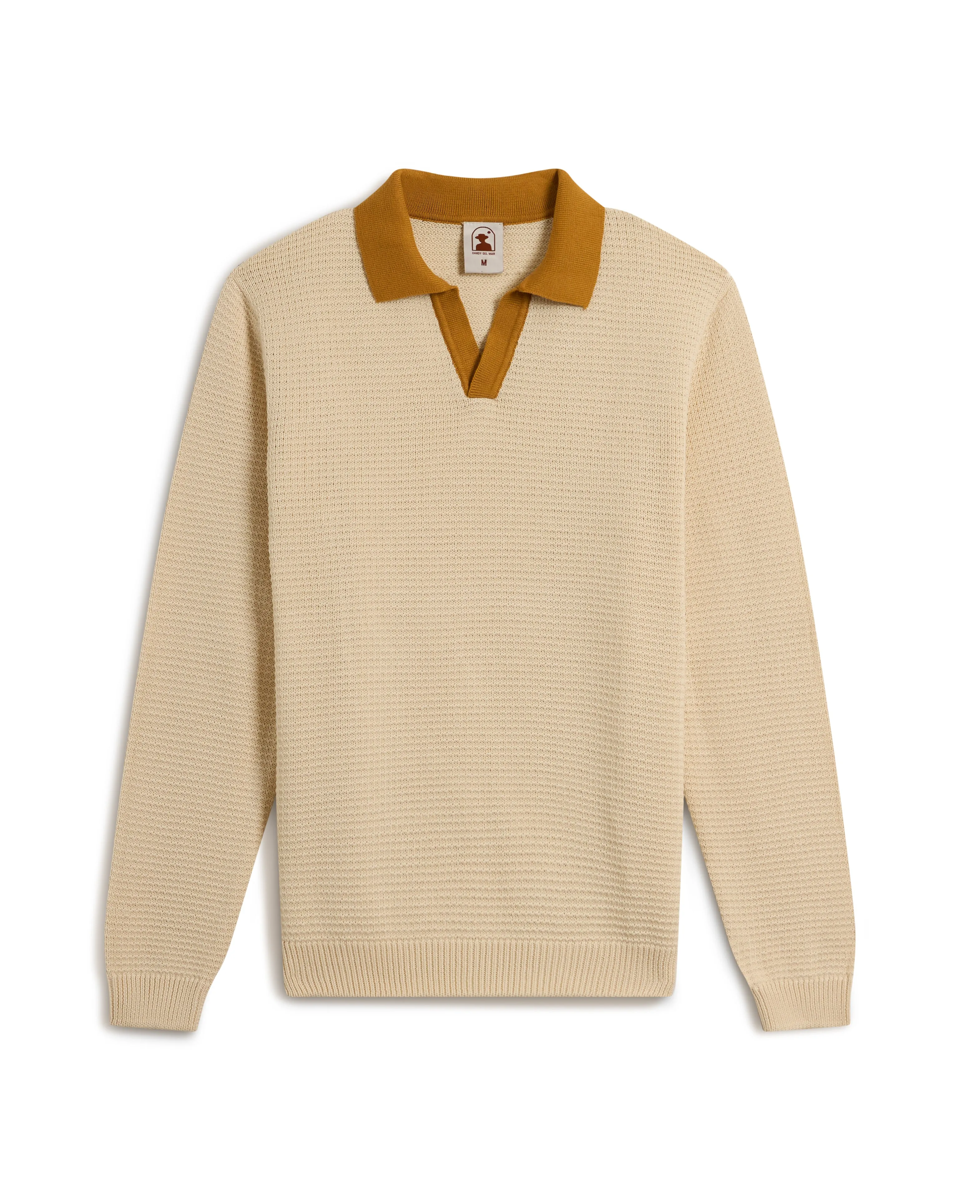 The Sebastian Long Sleeve Knit Polo Shirt - Vintage Ivory