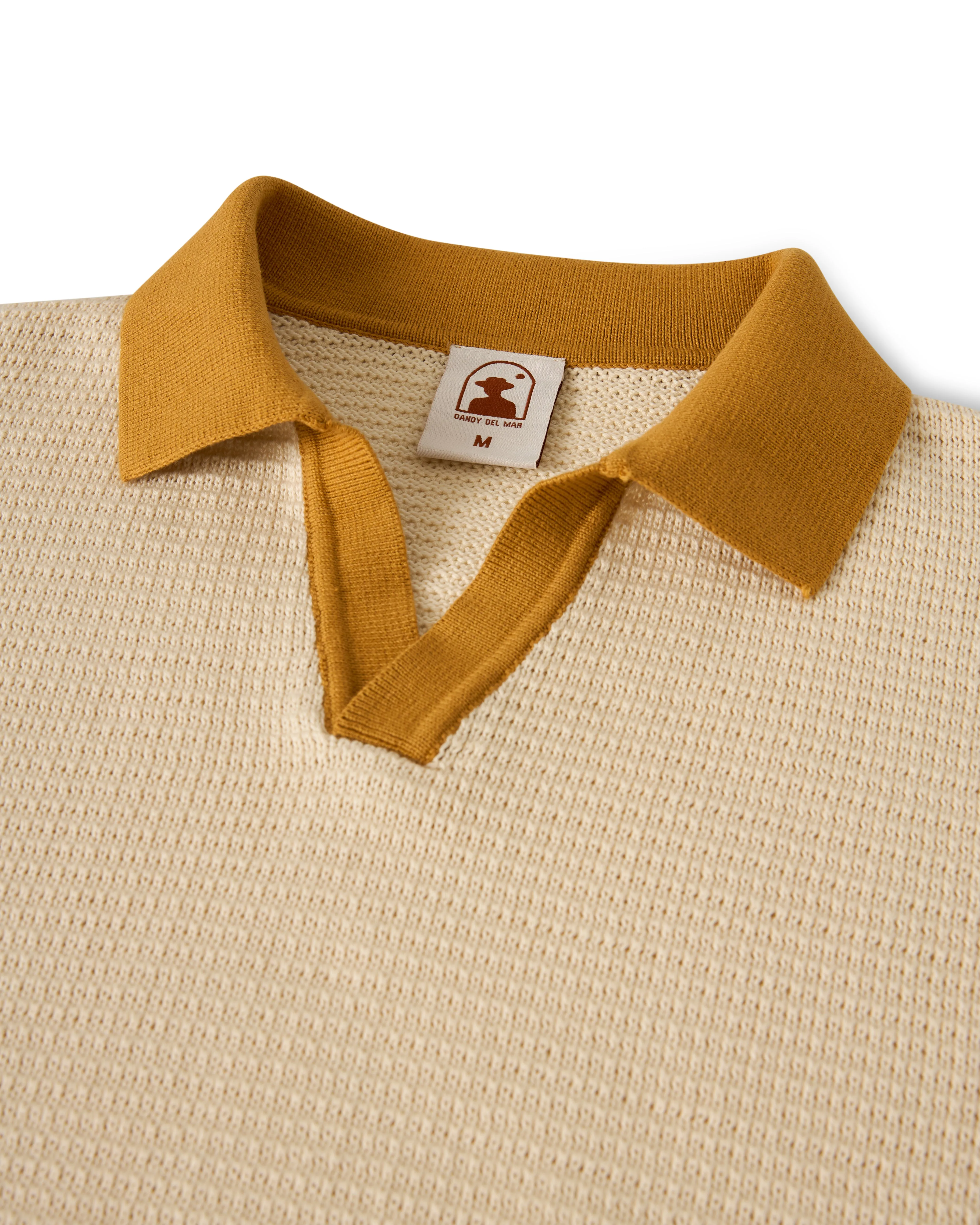 The Sebastian Long Sleeve Knit Polo Shirt - Vintage Ivory