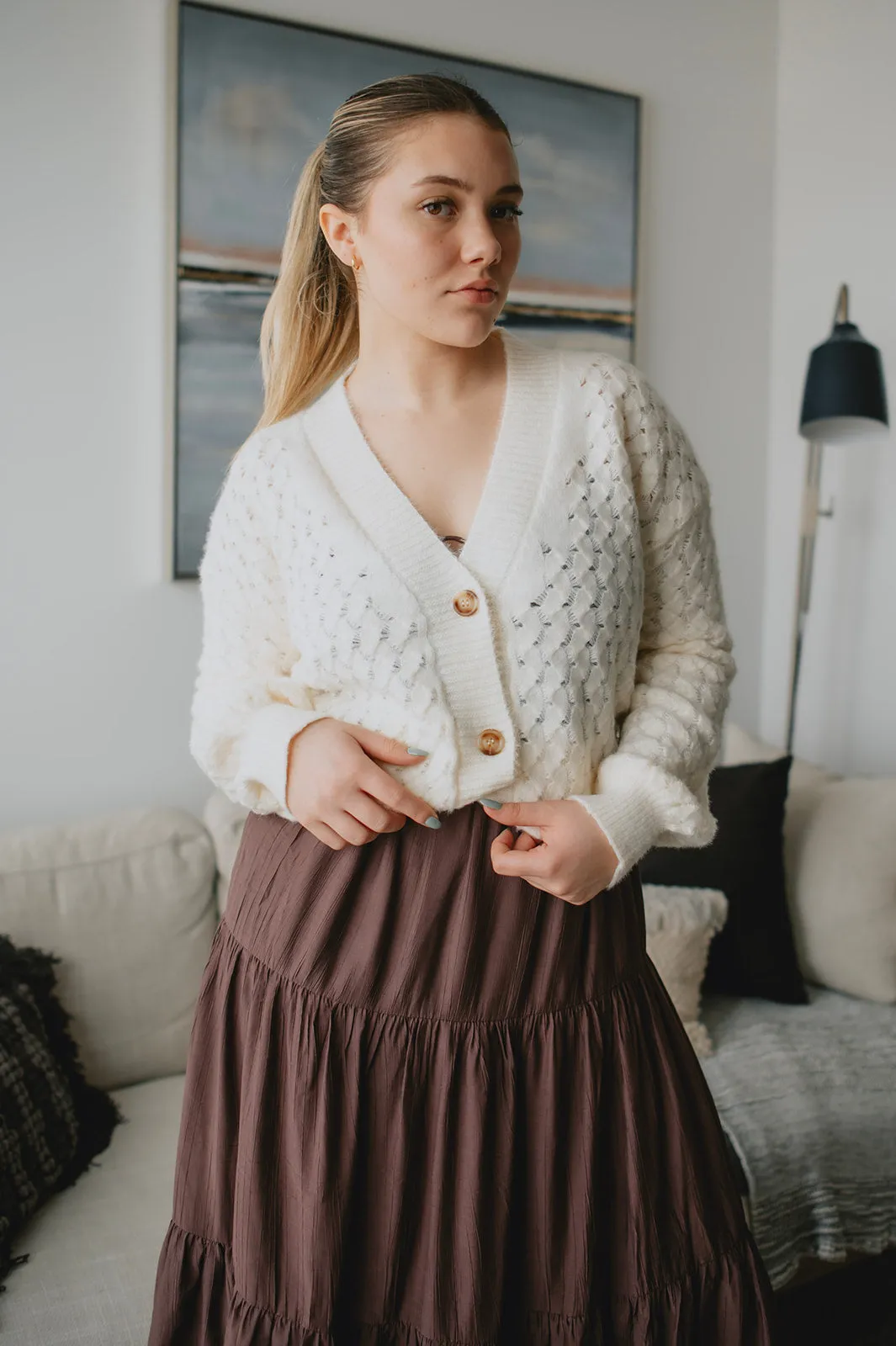 The Waffle Knit Chunky Cardigan - PLUS