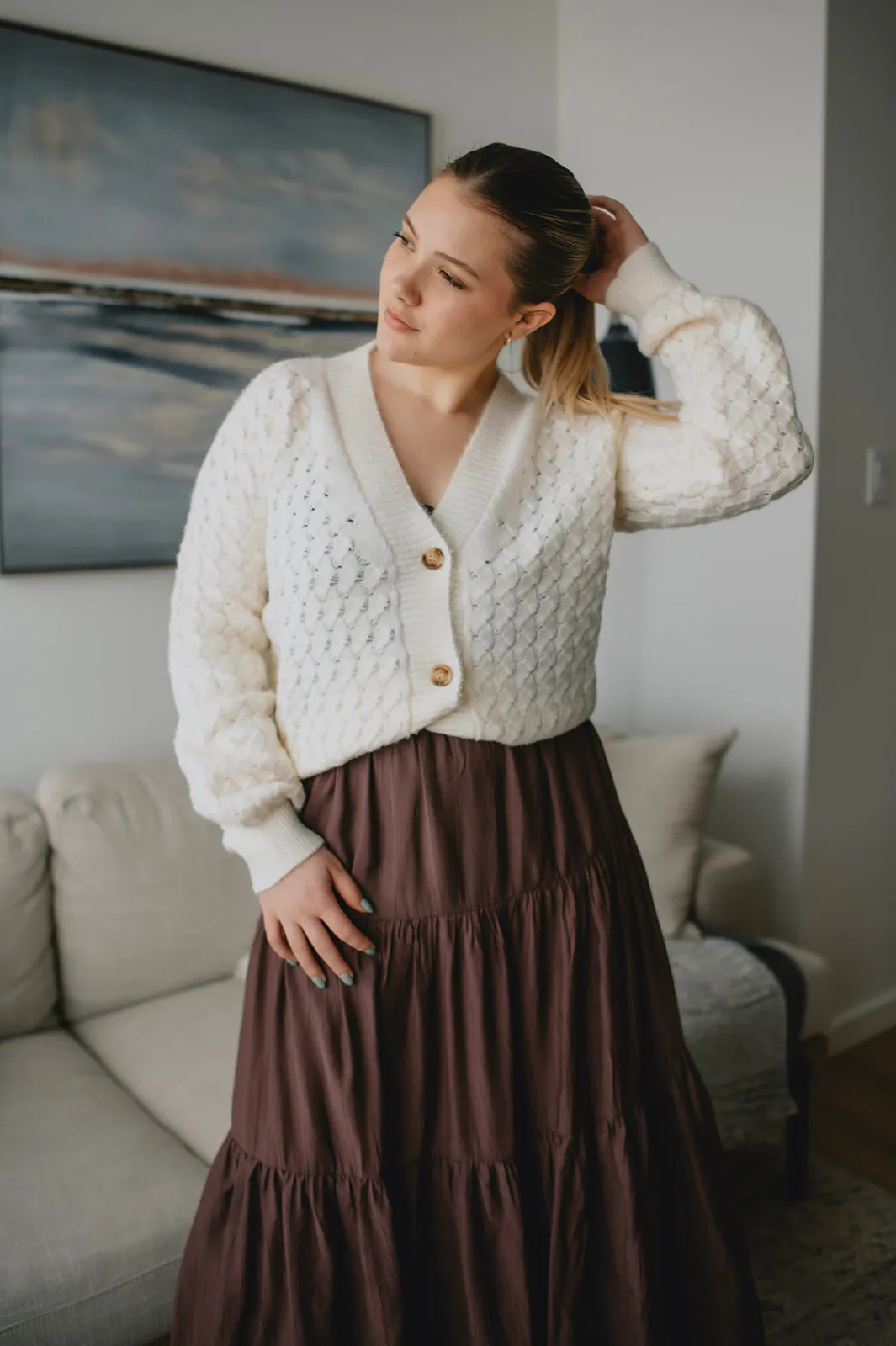 The Waffle Knit Chunky Cardigan - PLUS