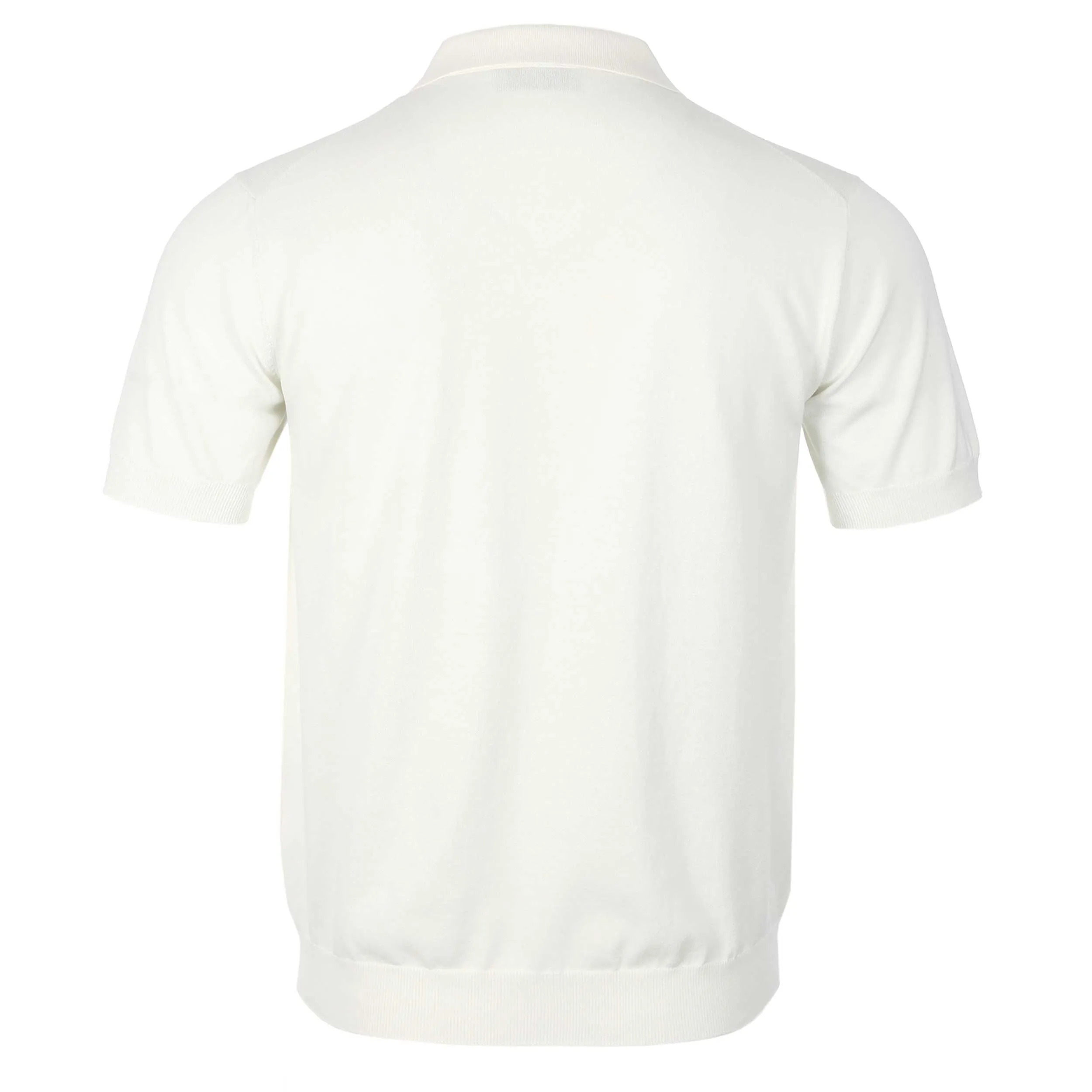 Thomas Maine Open Neck Knit Polo in Off White