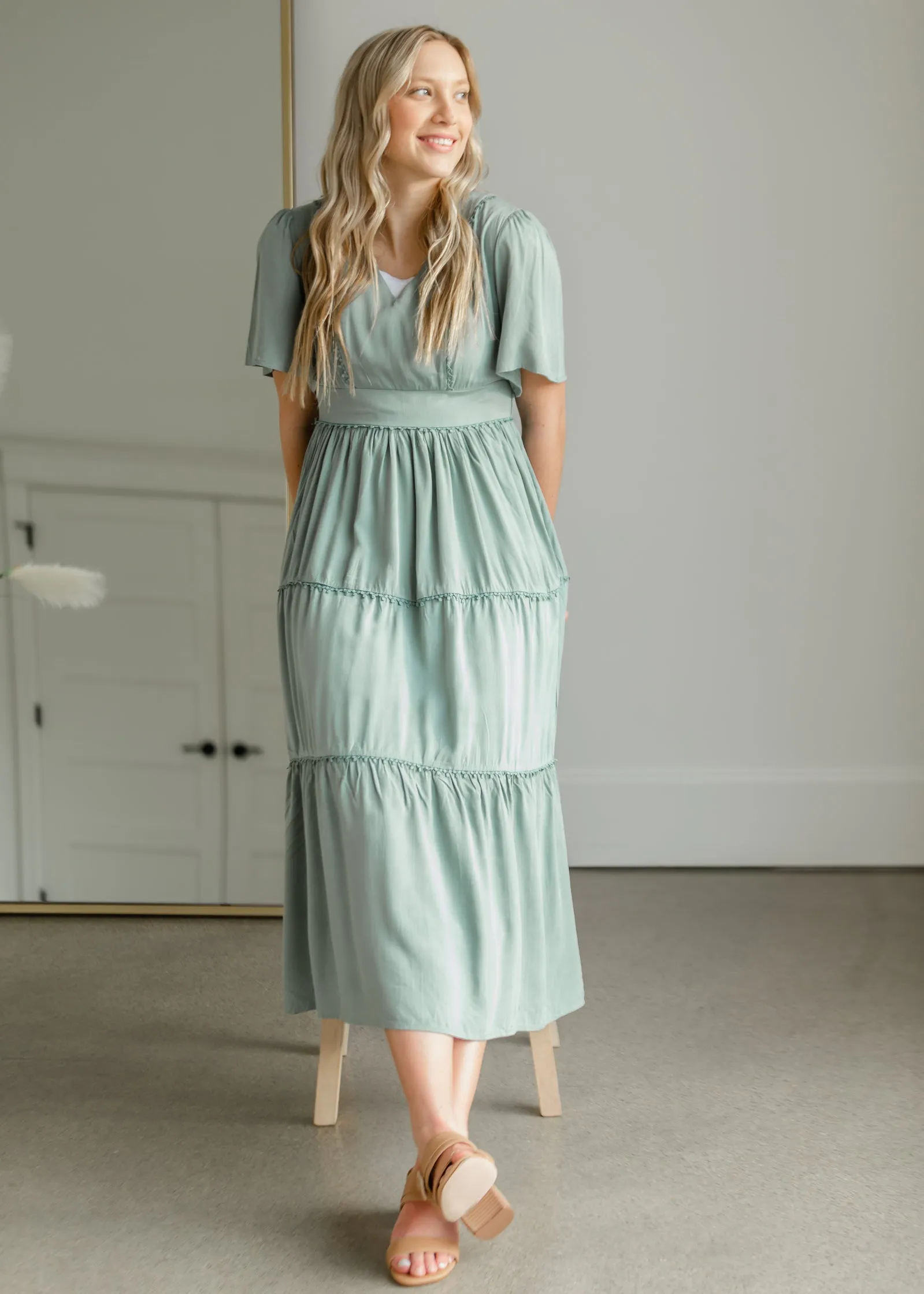 Tiered Ruffle Dress With Lace Detail - FINAL SALE