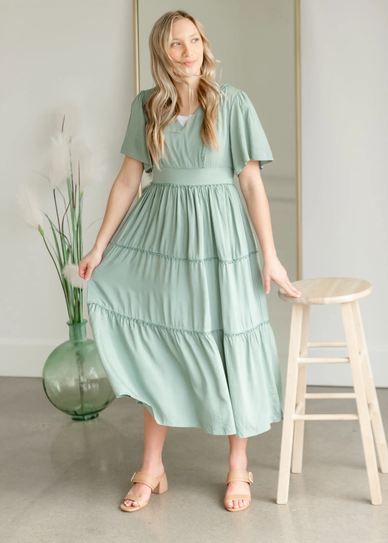 Tiered Ruffle Dress With Lace Detail - FINAL SALE