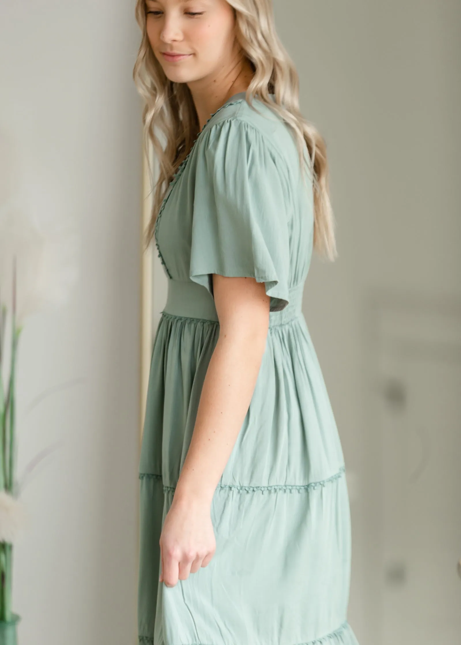 Tiered Ruffle Dress With Lace Detail - FINAL SALE