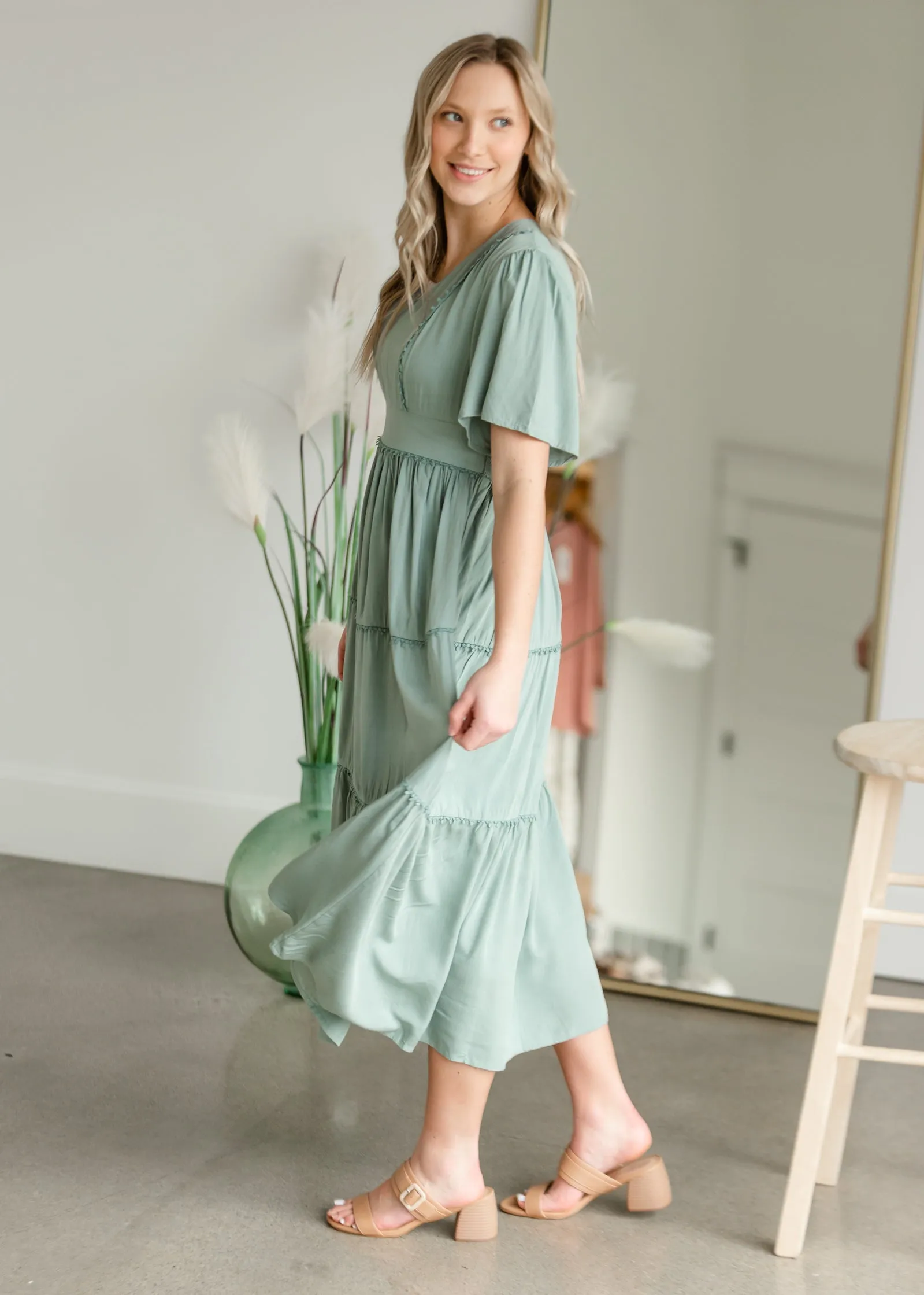 Tiered Ruffle Dress With Lace Detail - FINAL SALE