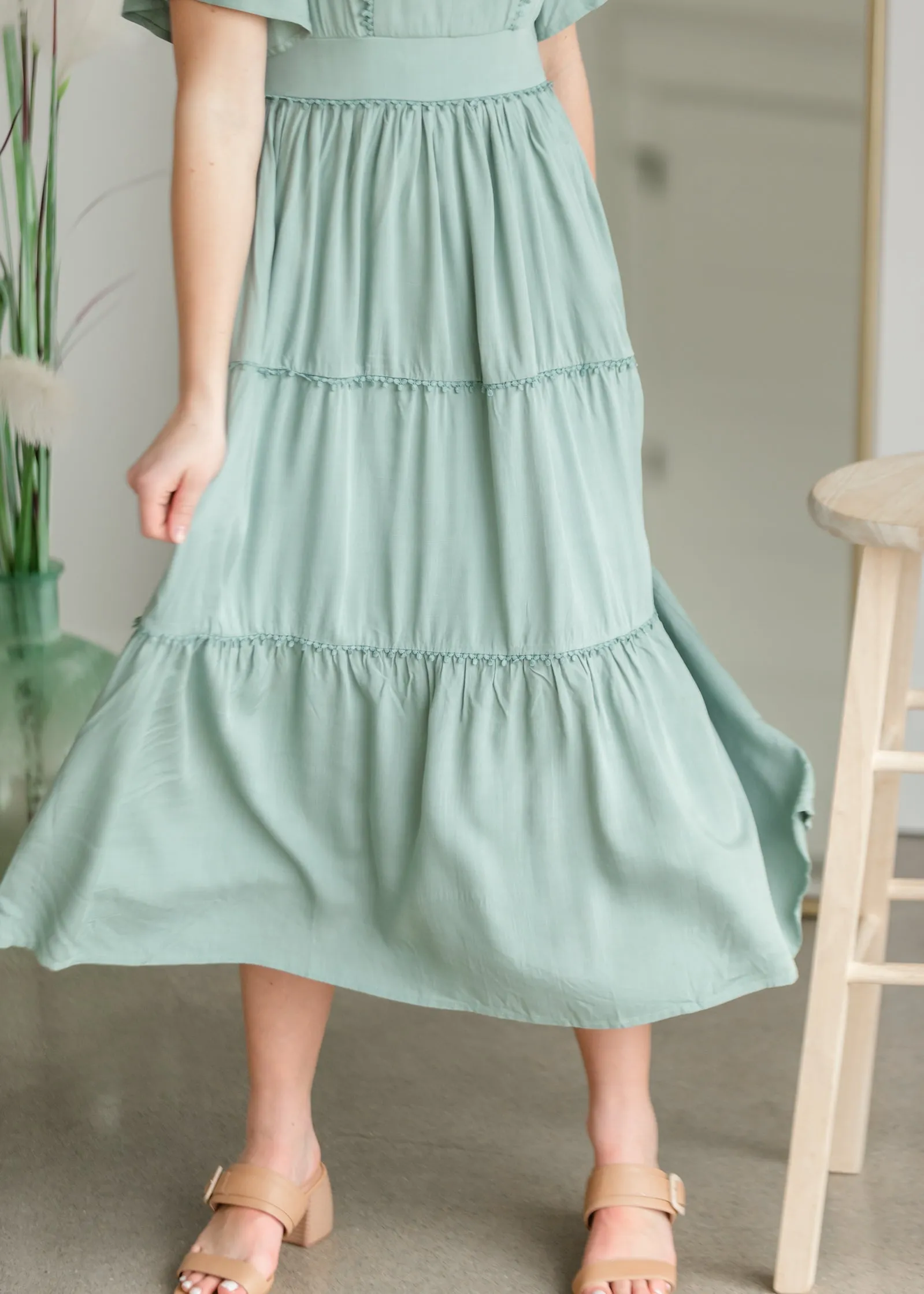 Tiered Ruffle Dress With Lace Detail - FINAL SALE