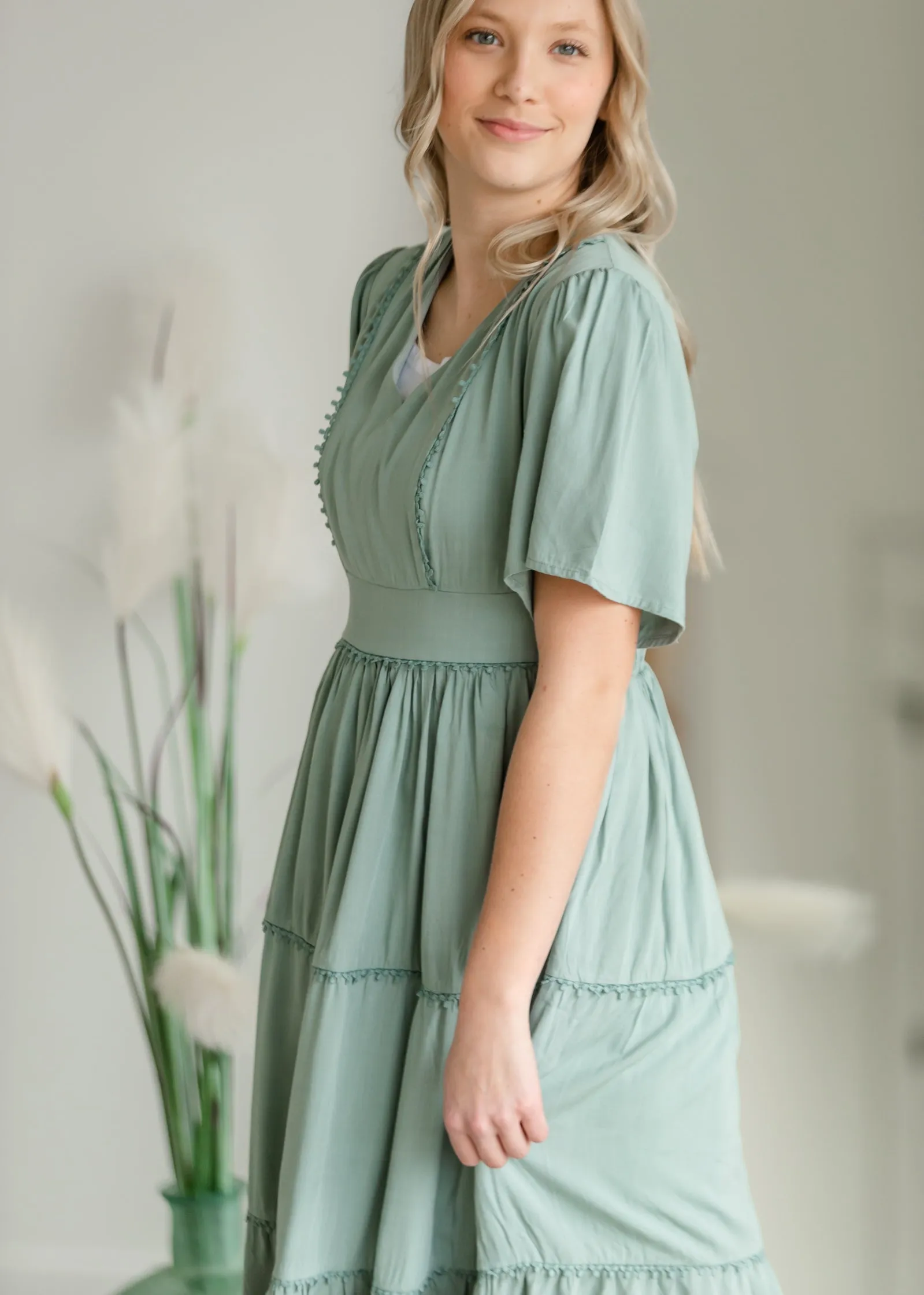 Tiered Ruffle Dress With Lace Detail - FINAL SALE