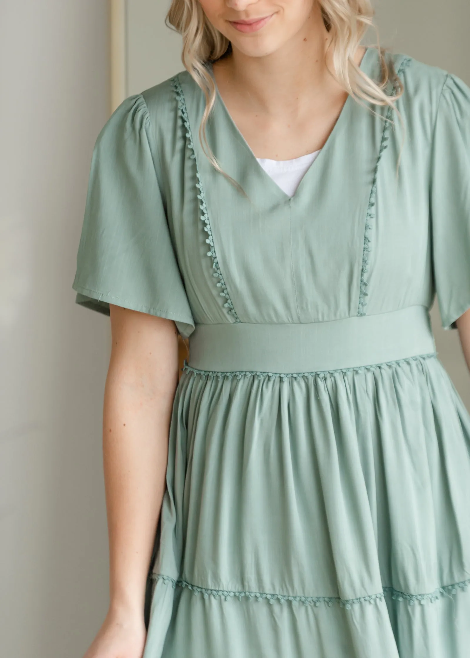 Tiered Ruffle Dress With Lace Detail - FINAL SALE