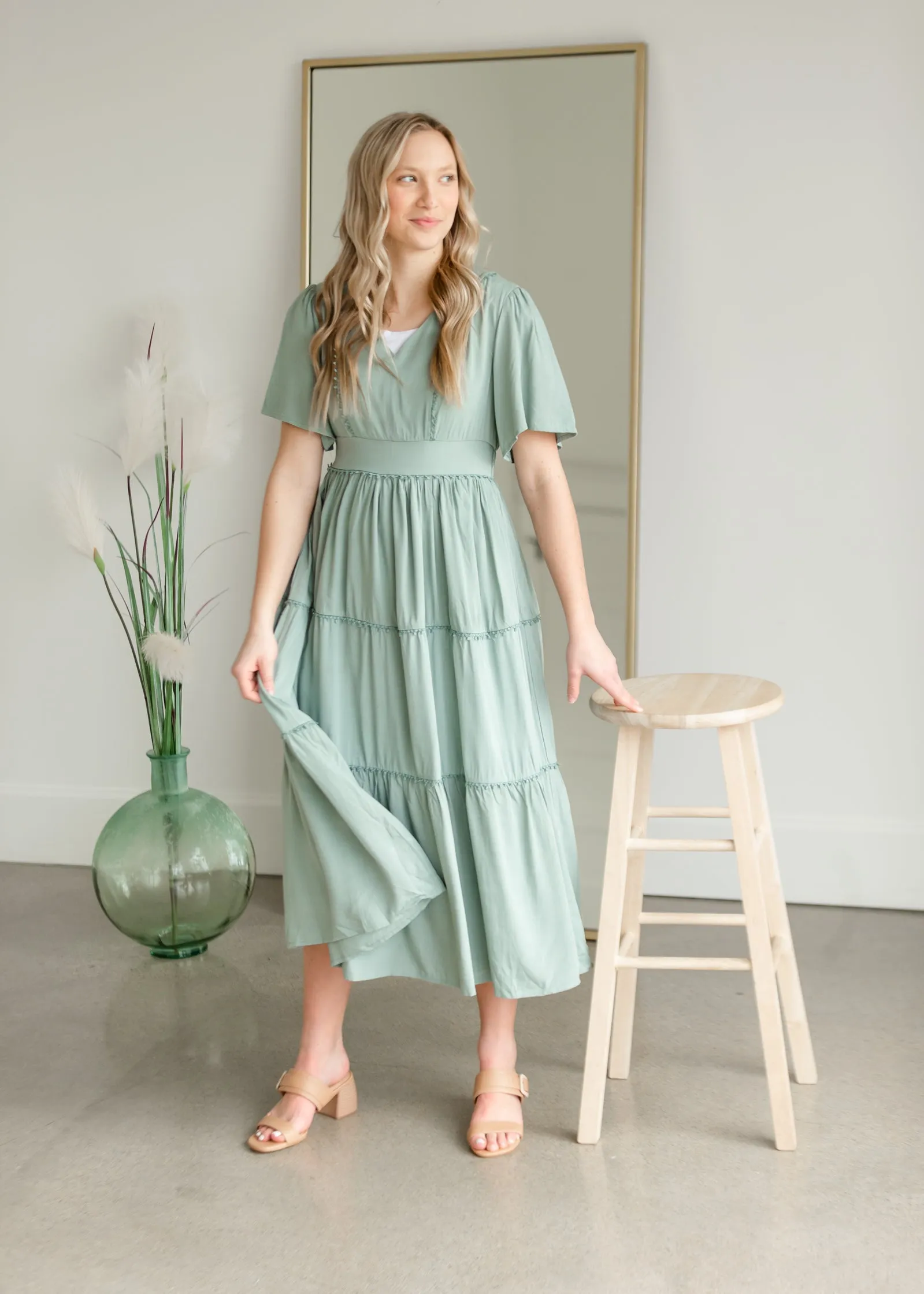 Tiered Ruffle Dress With Lace Detail - FINAL SALE