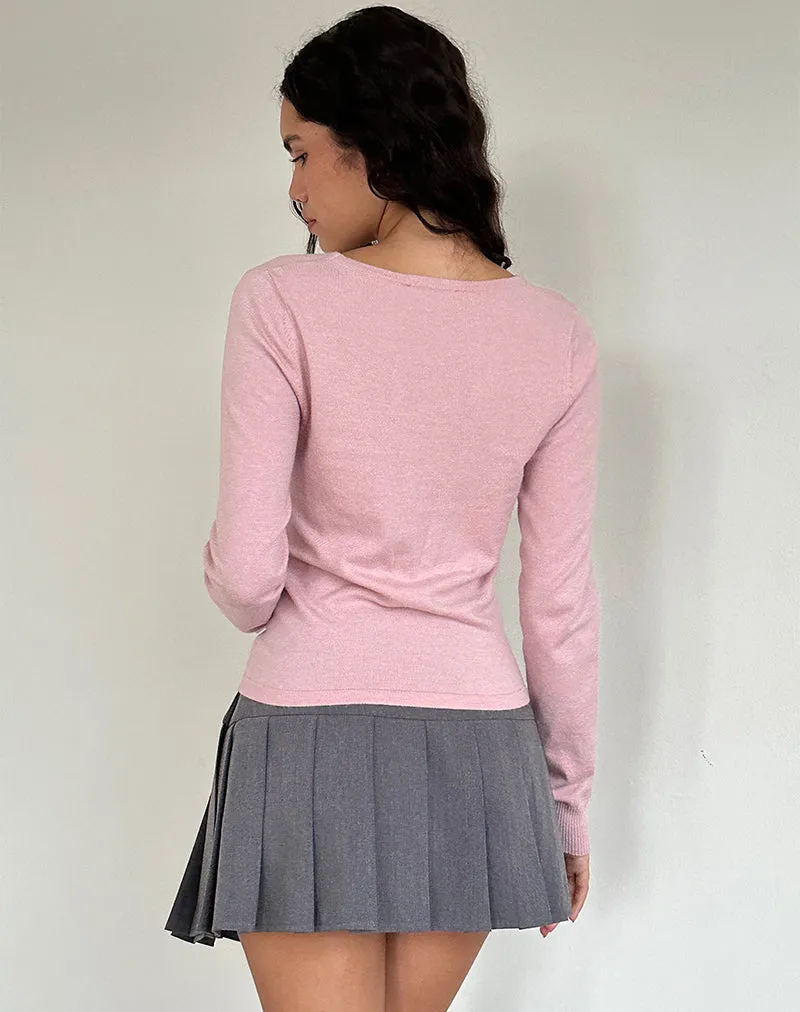 Tirzah Brushed Knit Top in Pink