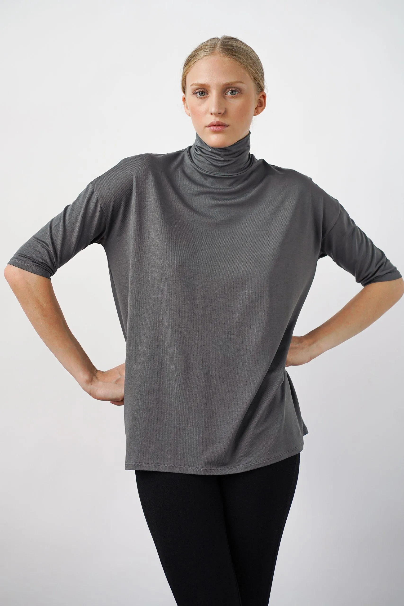 Tomasine Turtleneck Top Stone Blue