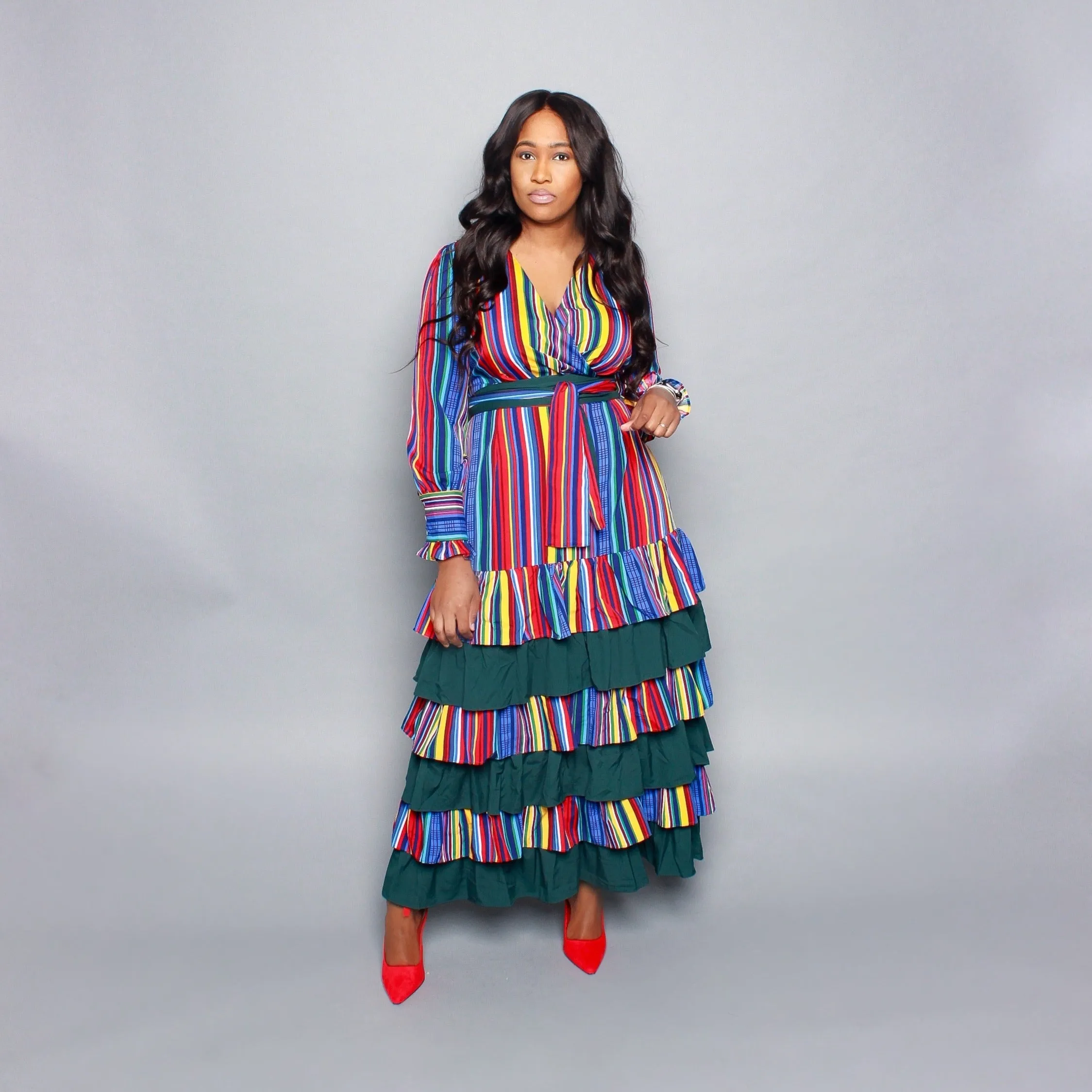 Too Fancy Multicolored Layered Dress